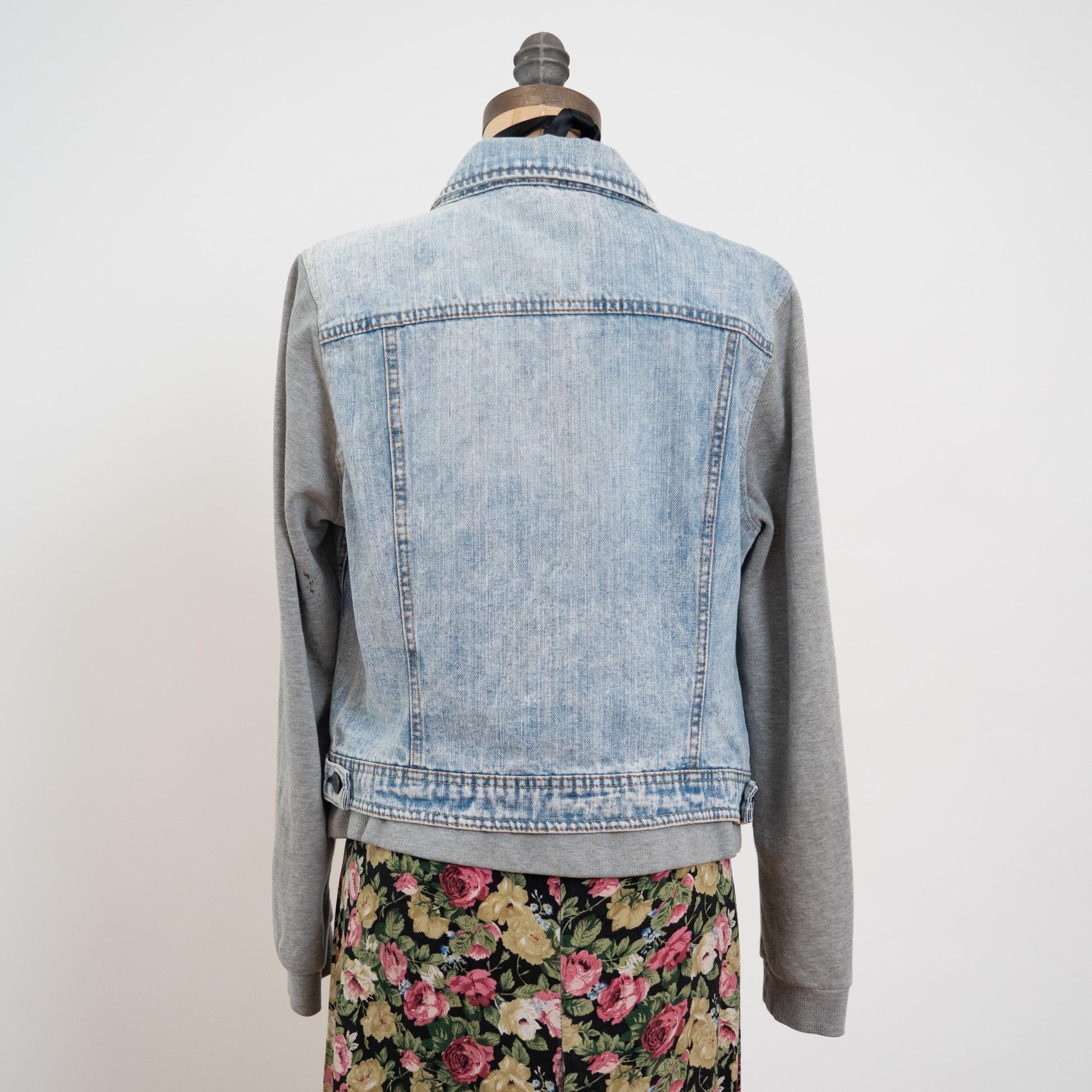 Vintage Y2K Denim Sweatshirt Jacket - Large | Streetwear Jean Jacket