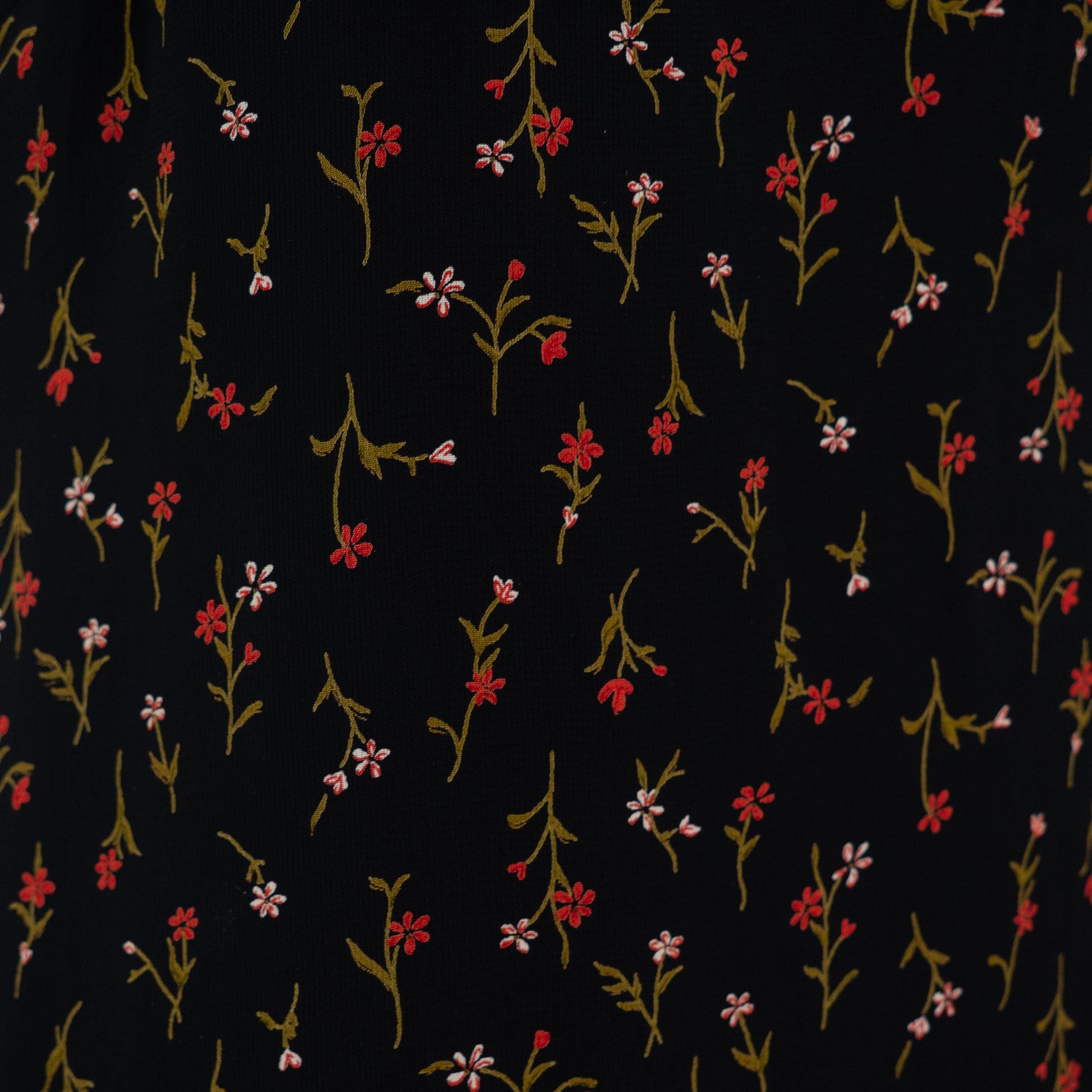 Vintage 90s Black Wildflower Floral Party Dress - Medium | Ruffle Trim Bias Cut Mini Dress