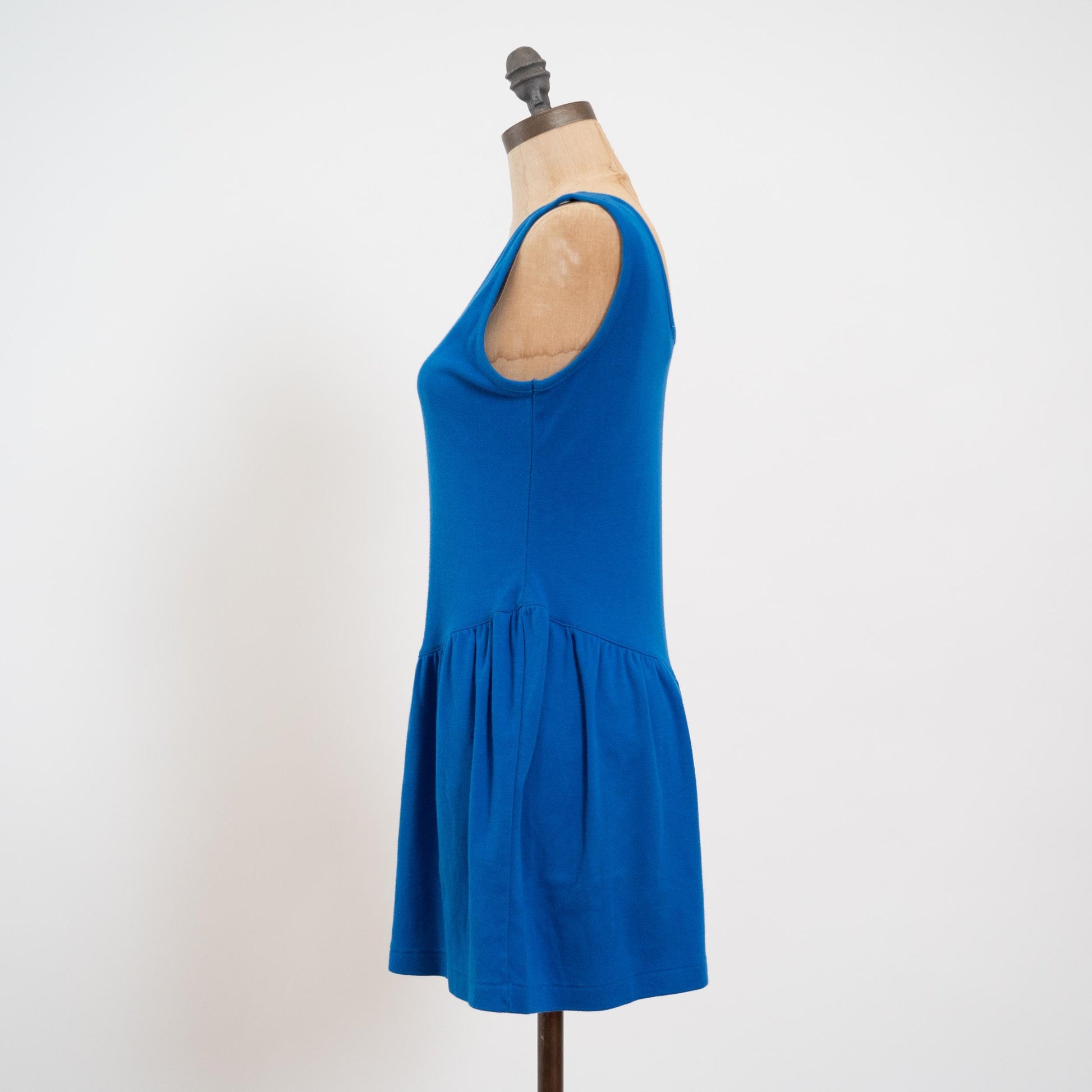 Vintage 80s Blue Lounge Romper - Medium | Basque Waist Sleeveless Playsuit