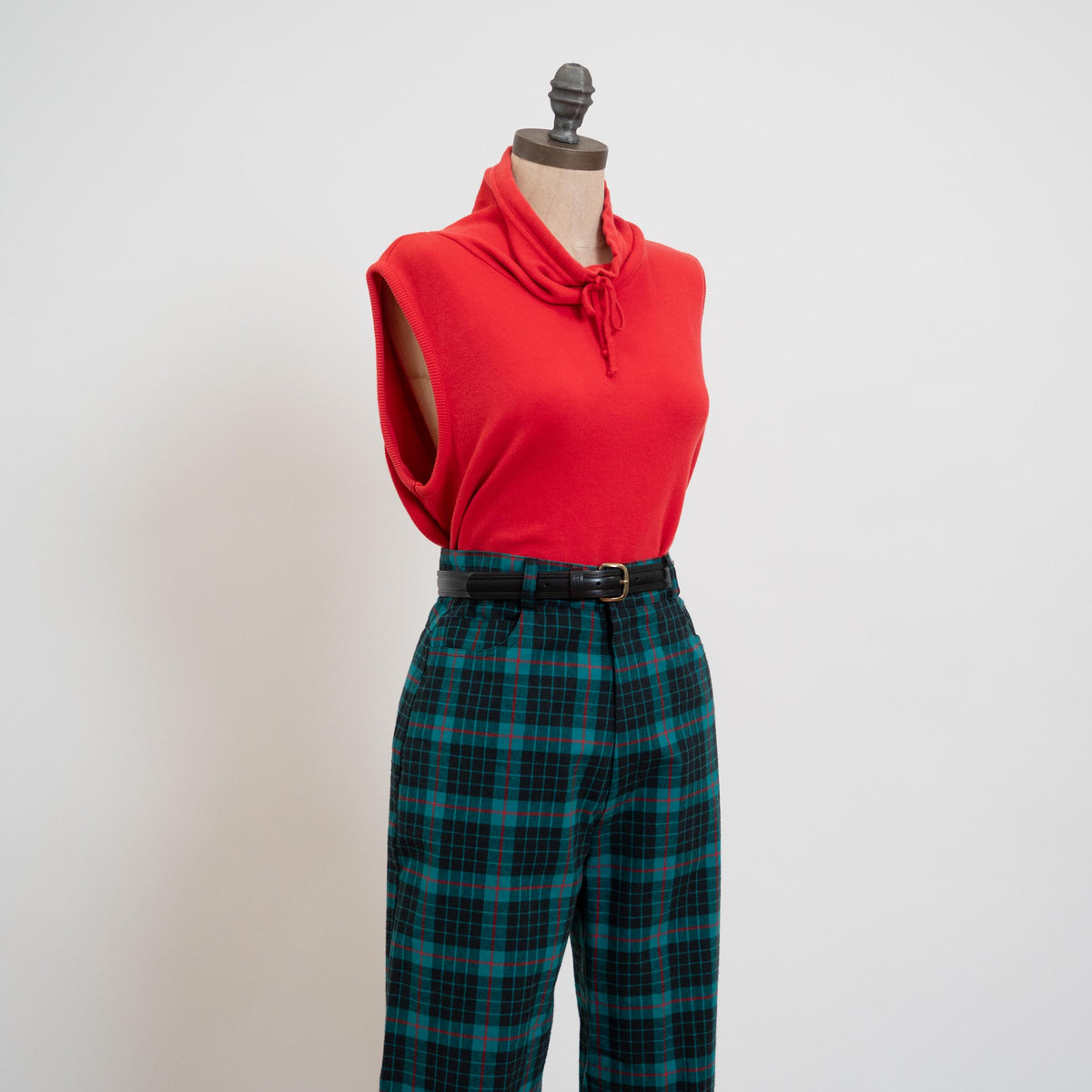 Vintage 90s Red Cowl Neck Sweatshirt Top - Large | Slouchy Sleeveless Tank Top