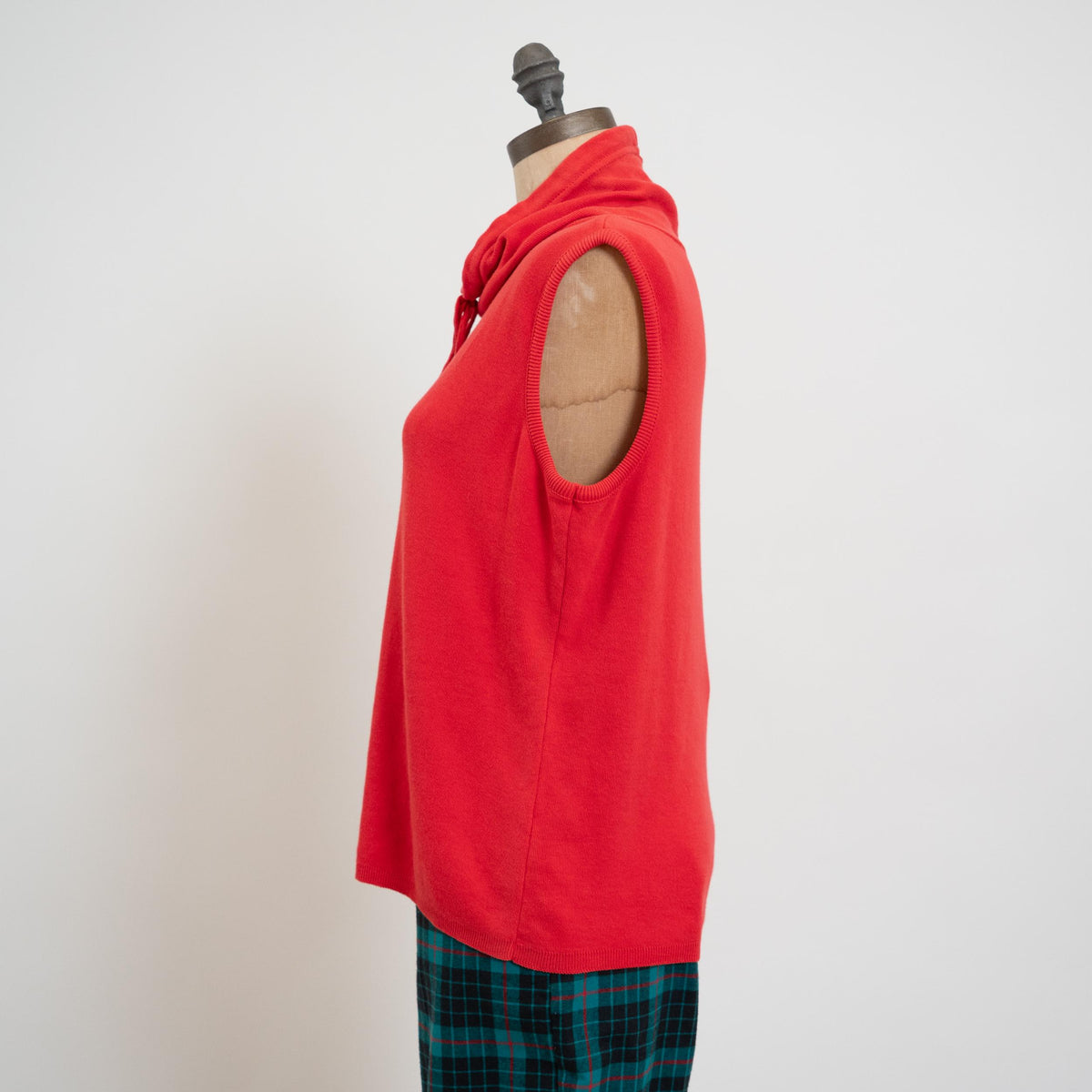 Vintage 90s Red Cowl Neck Sweatshirt Top - Large | Slouchy Sleeveless Tank Top