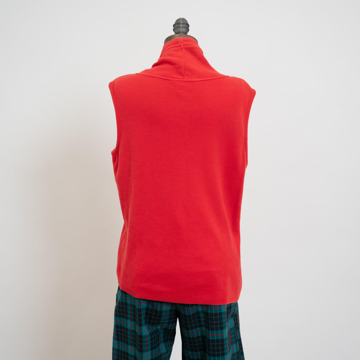 Vintage 90s Red Cowl Neck Sweatshirt Top - Large | Slouchy Sleeveless Tank Top
