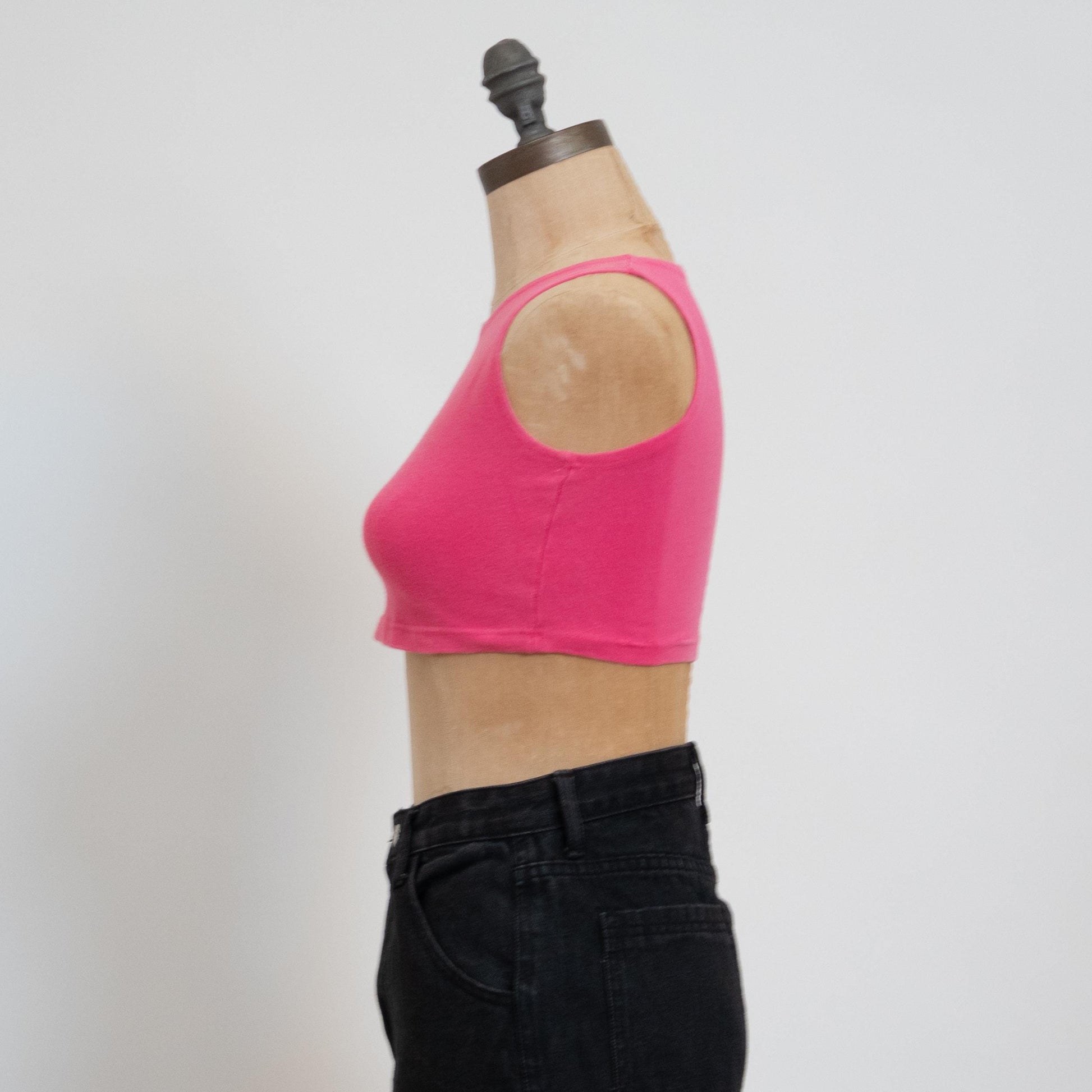 Vintage 90s Pink Micro Crop Top - Small | Stretchy Sleeveless Fitted Tank Top