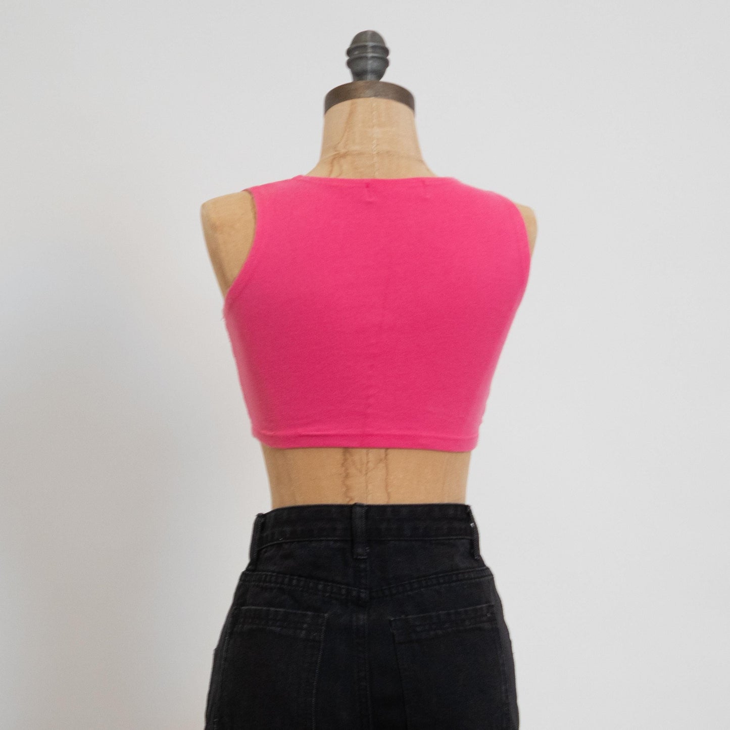 Vintage 90s Pink Micro Crop Top - Small | Stretchy Sleeveless Fitted Tank Top