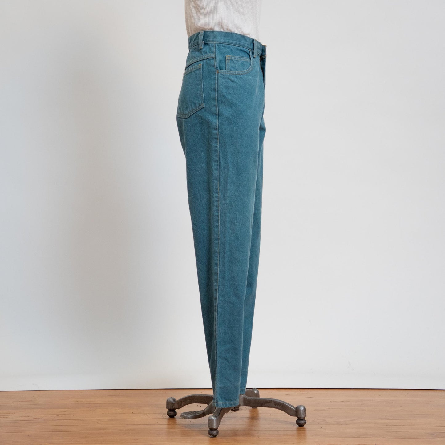 Vintage 90s Teal Blue High Waisted Jeans - Small, 27" Waist | Denim Baggy Straight Leg Mom Jeans
