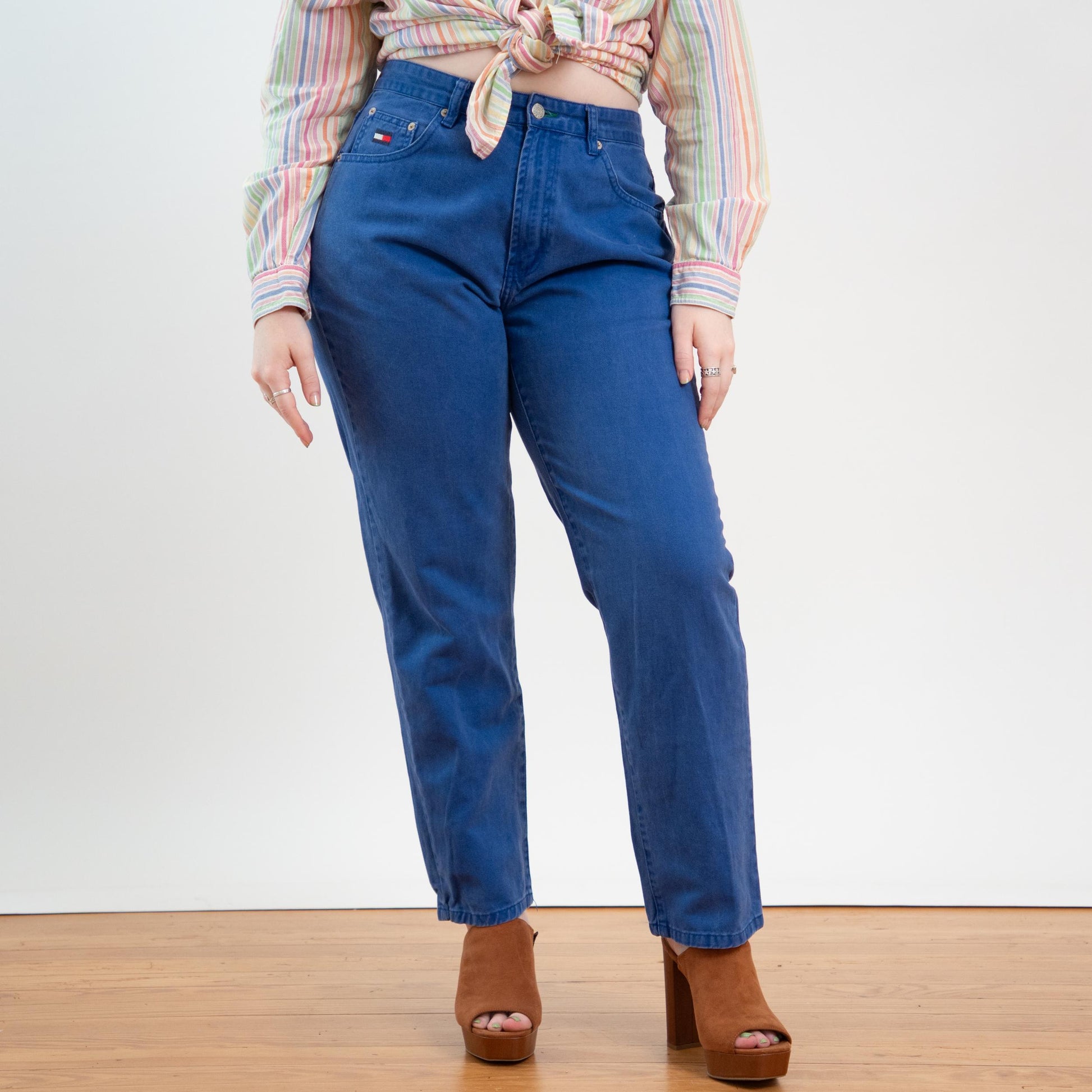 Vintage 90s Tommy Hilfiger Royal Blue High Waisted Jeans - Large, 32" Waist