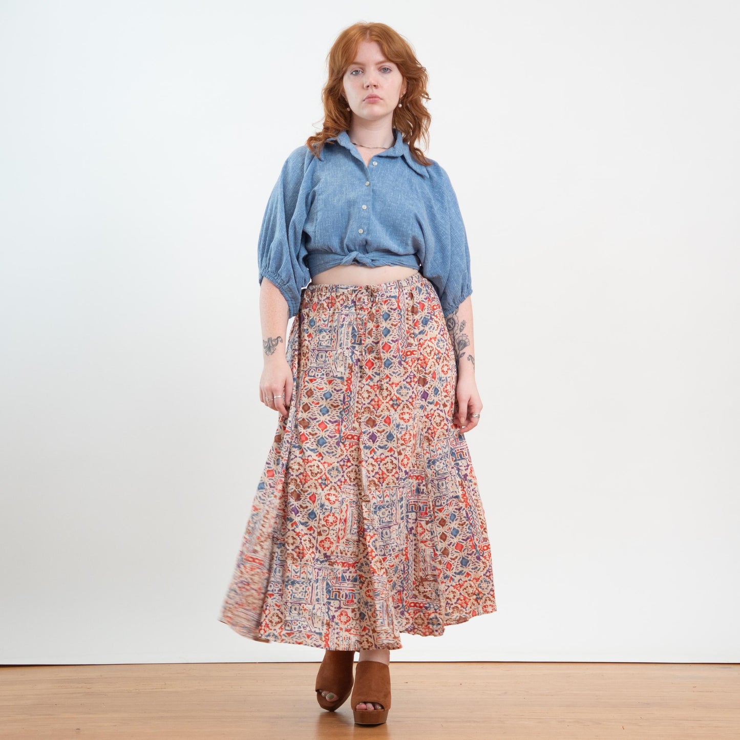 Vintage 90s Ralph Lauren Batik Broomstick Skirt - Extra Large