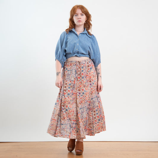 Vintage 90s Ralph Lauren Batik Broomstick Skirt - Extra Large