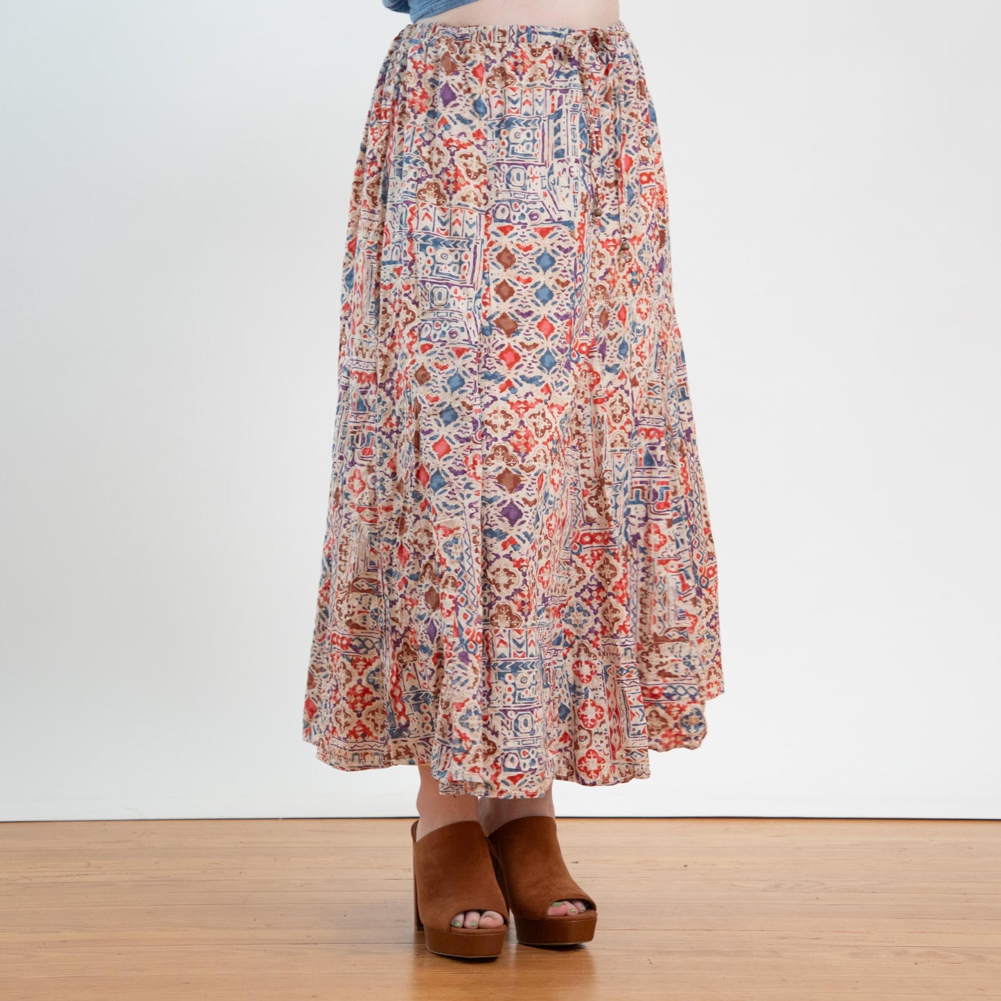 Vintage 90s Ralph Lauren Batik Broomstick Skirt - Extra Large