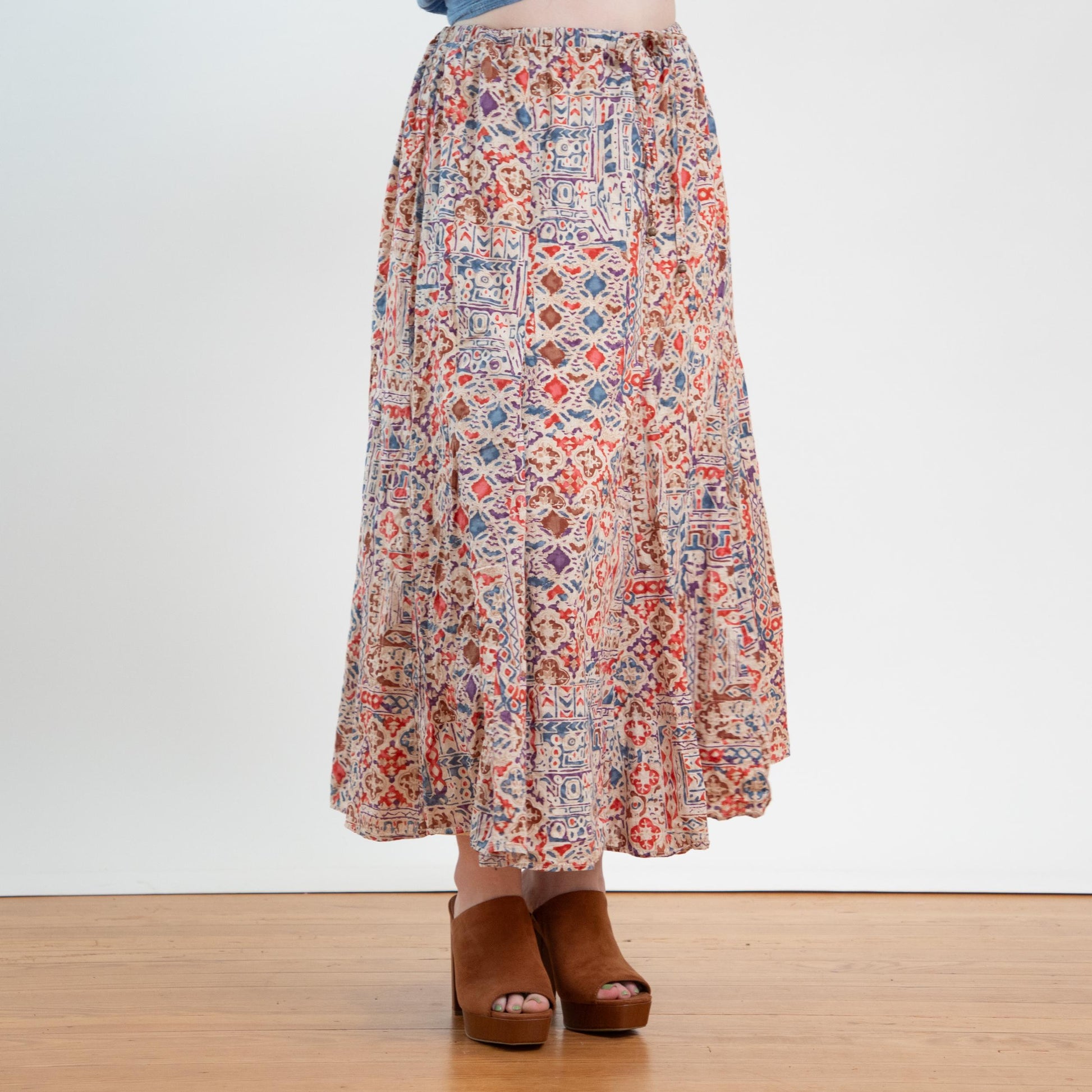 Vintage 90s Ralph Lauren Batik Broomstick Skirt - Extra Large