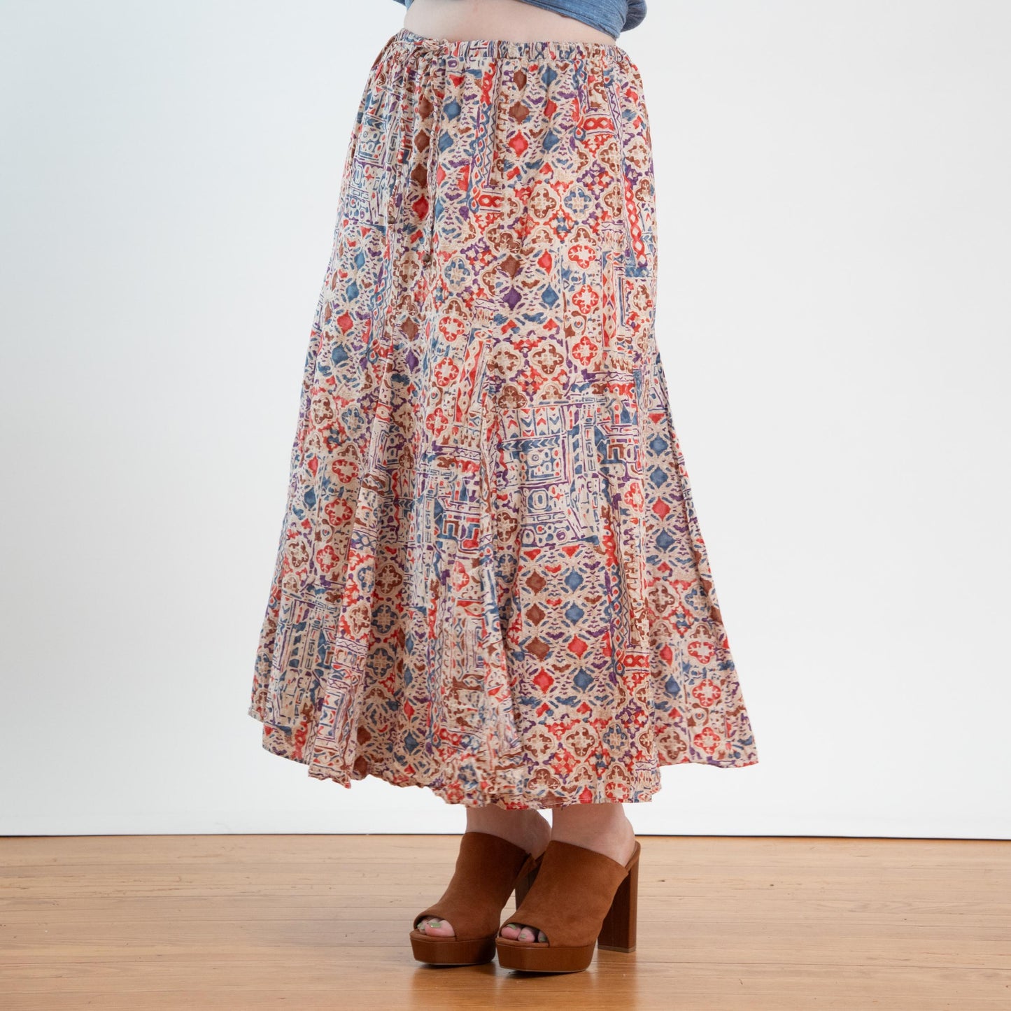 Vintage 90s Ralph Lauren Batik Broomstick Skirt - Extra Large