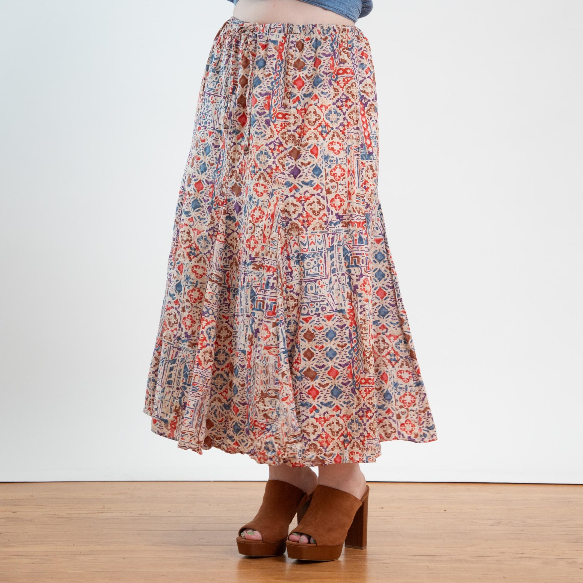 Vintage 90s Ralph Lauren Batik Broomstick Skirt - Extra Large