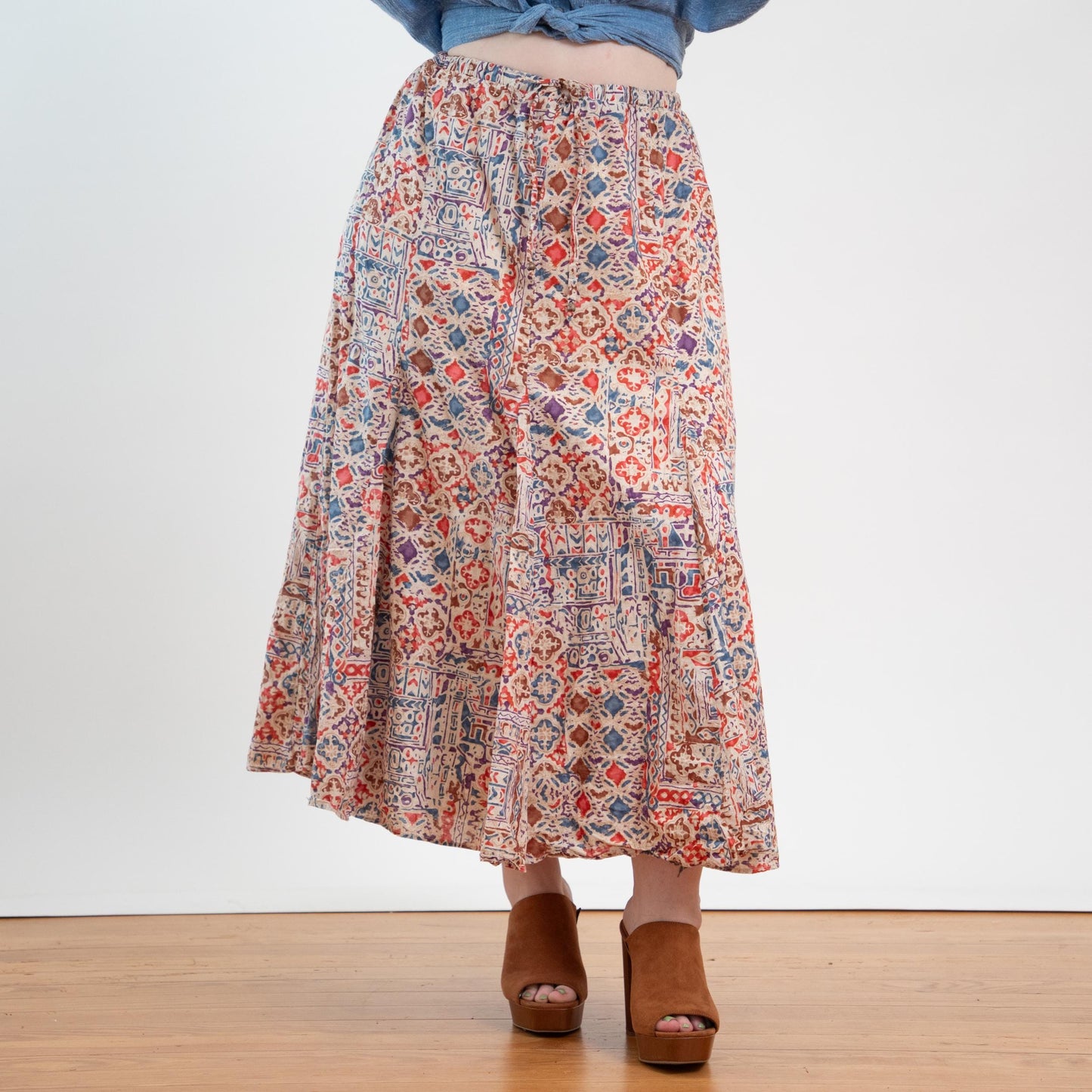 Vintage 90s Ralph Lauren Batik Broomstick Skirt - Extra Large