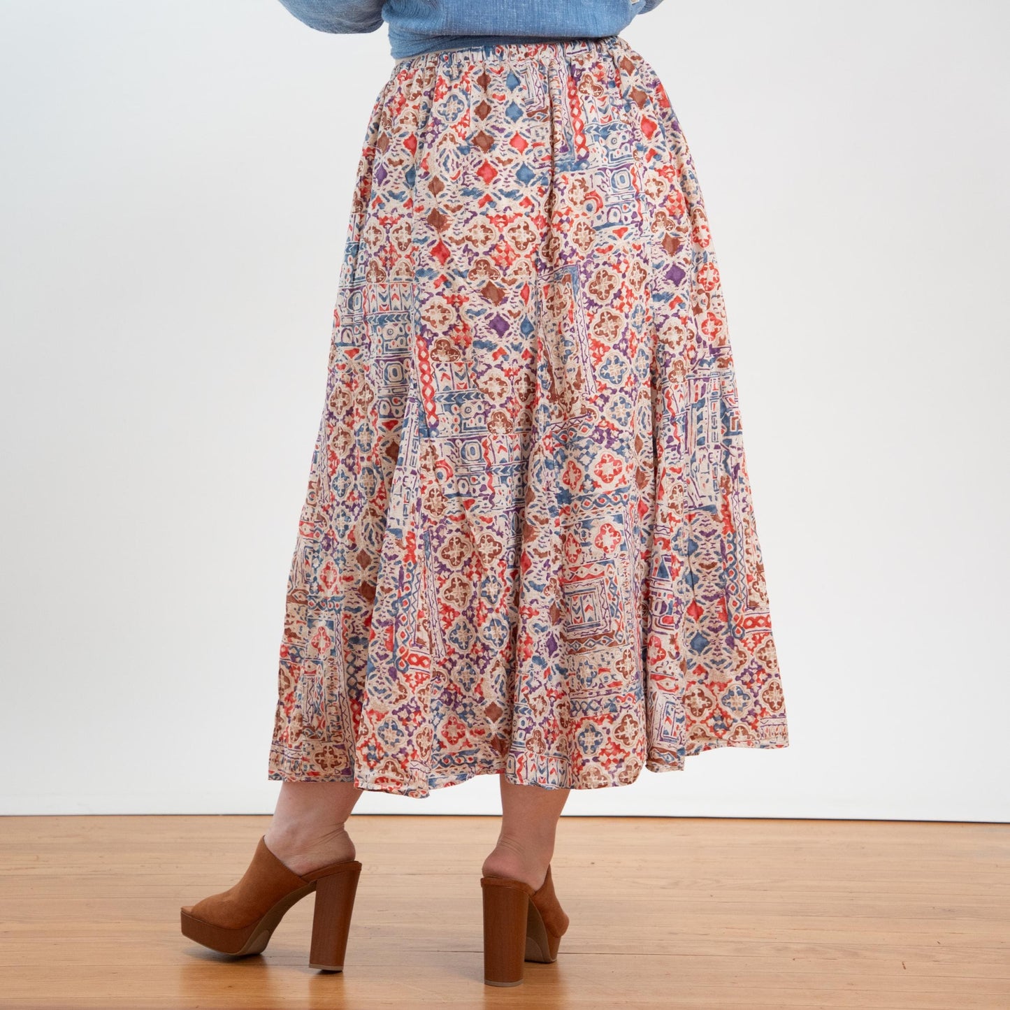 Vintage 90s Ralph Lauren Batik Broomstick Skirt - Extra Large