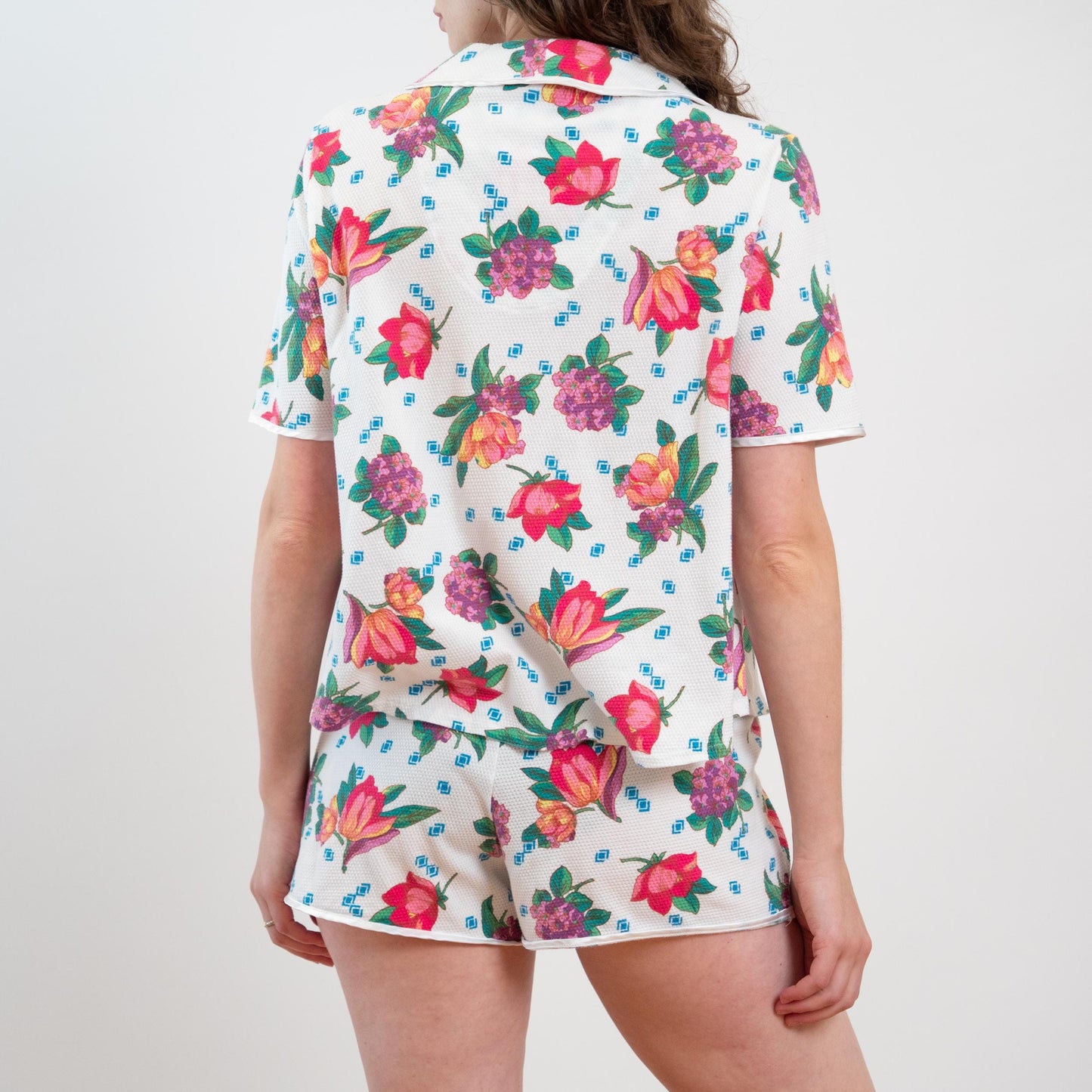 Vintage 90s Victoria's Secret Floral Waffle Knit Pajama Set - Medium