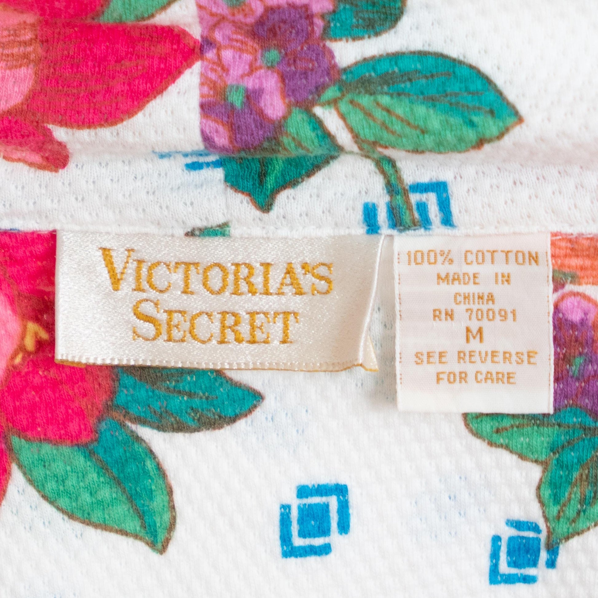 Vintage 90s Victoria's Secret Floral Waffle Knit Pajama Set - Medium