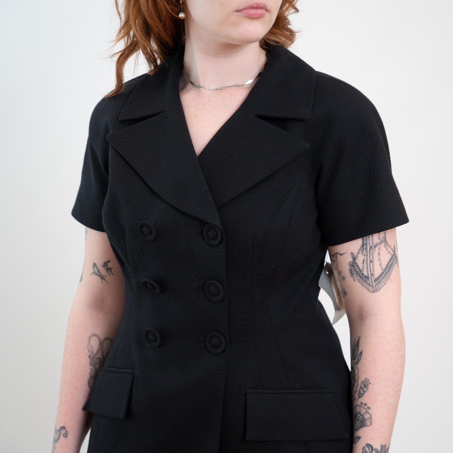 Vintage 90s Christian Dior Black Short Sleeve Blazer Top NWT - Medium