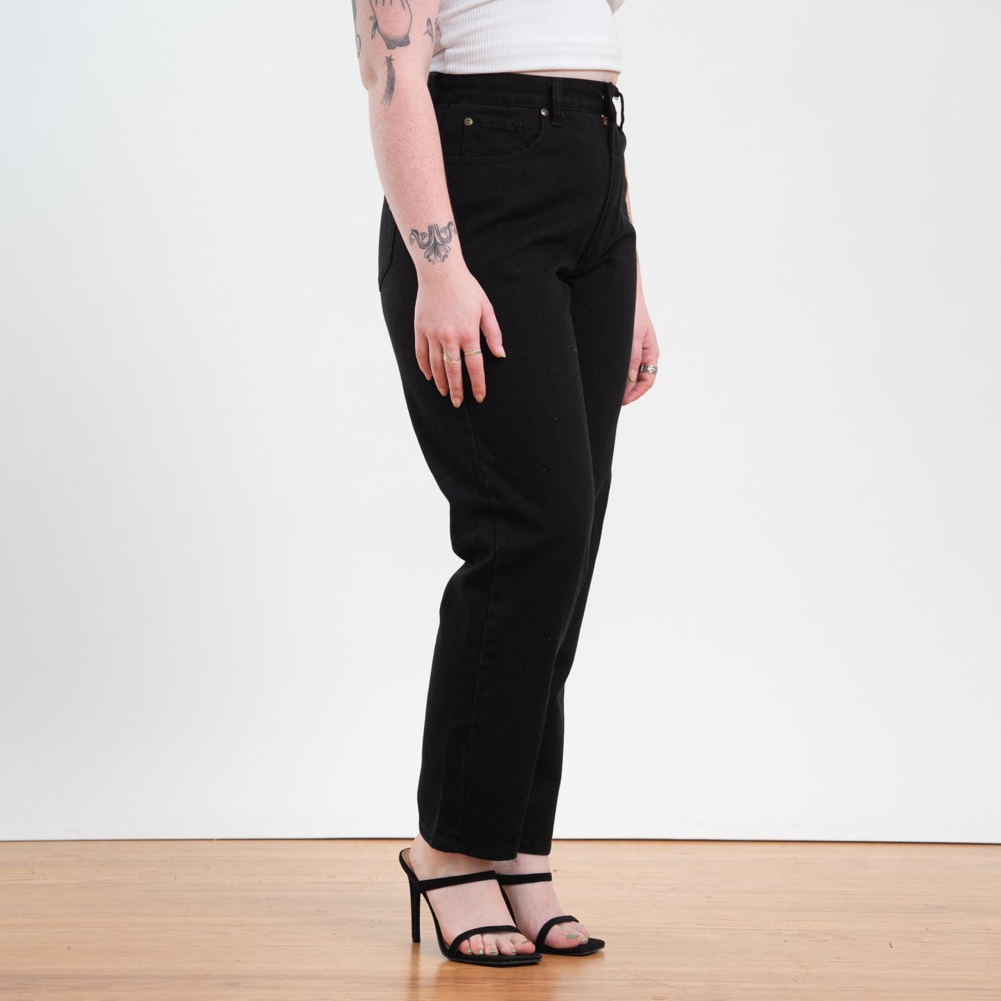 Vintage Y2K Jet Black High Waisted Jeans - Size 12 Petite, 30" Waist