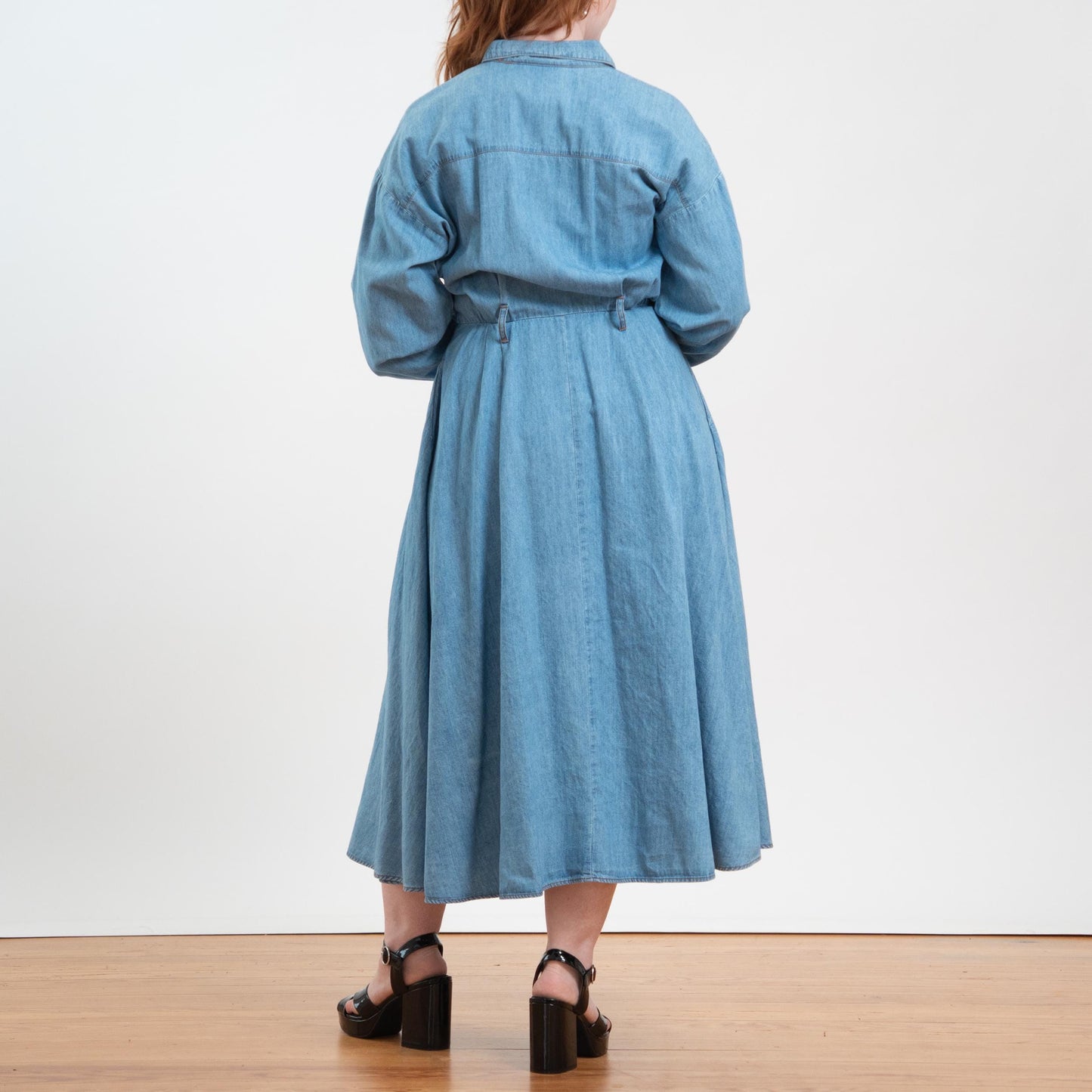 Vintage 90s Western Chambray Maxi Shirtdress - Medium to Large