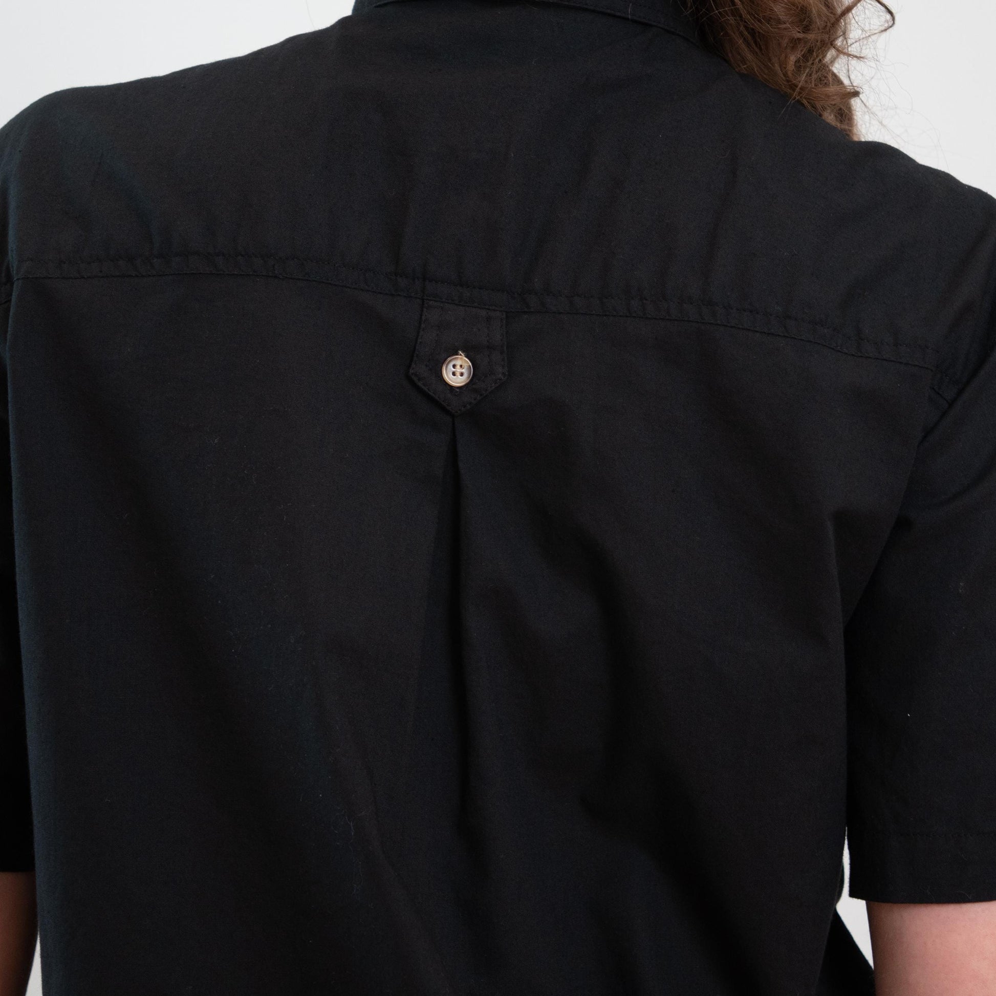 Vintage 80s Black Cotton Patch Pocket Shirt - Medium