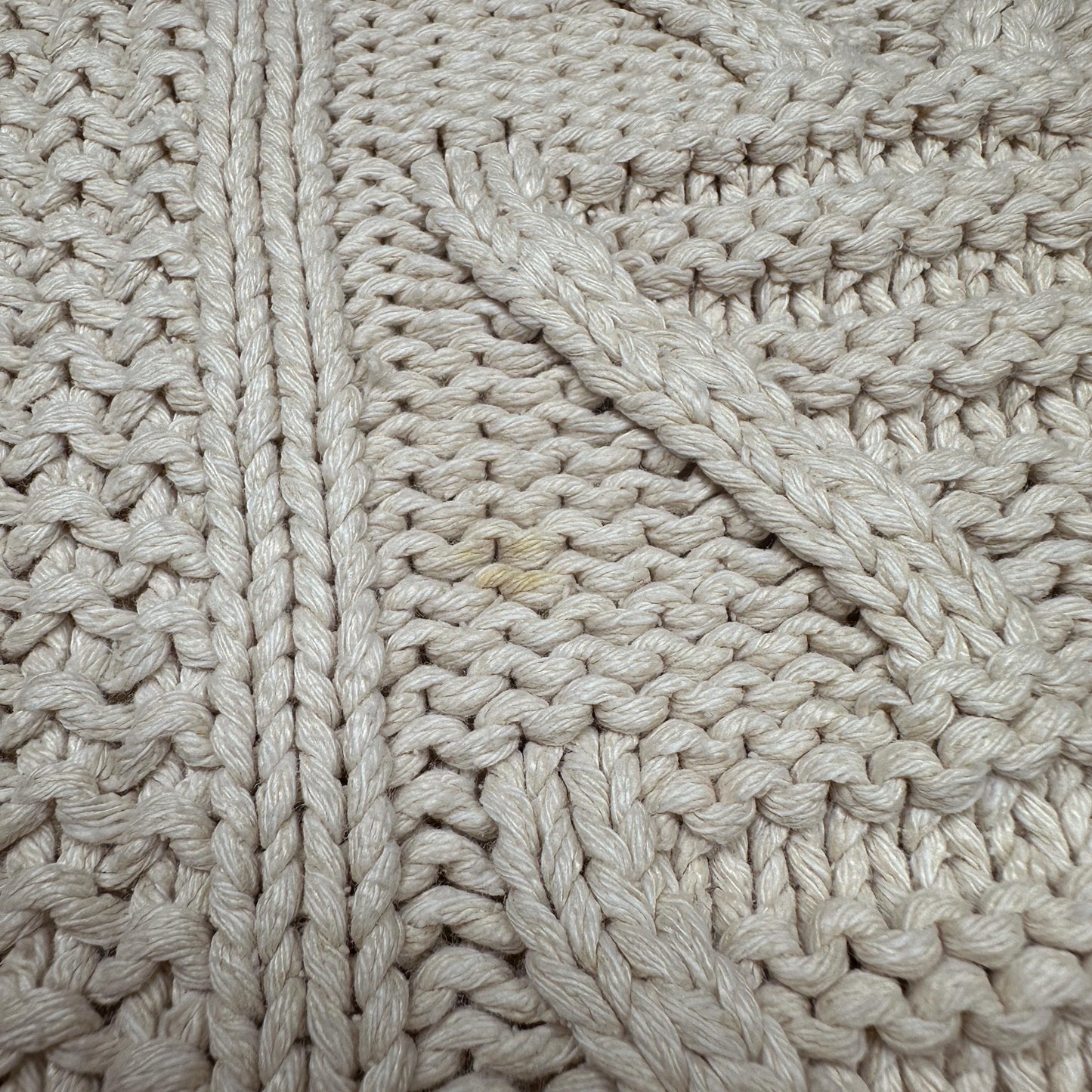 Vintage 90s Cream Silk & Cotton Cable Knit Sweater - Medium