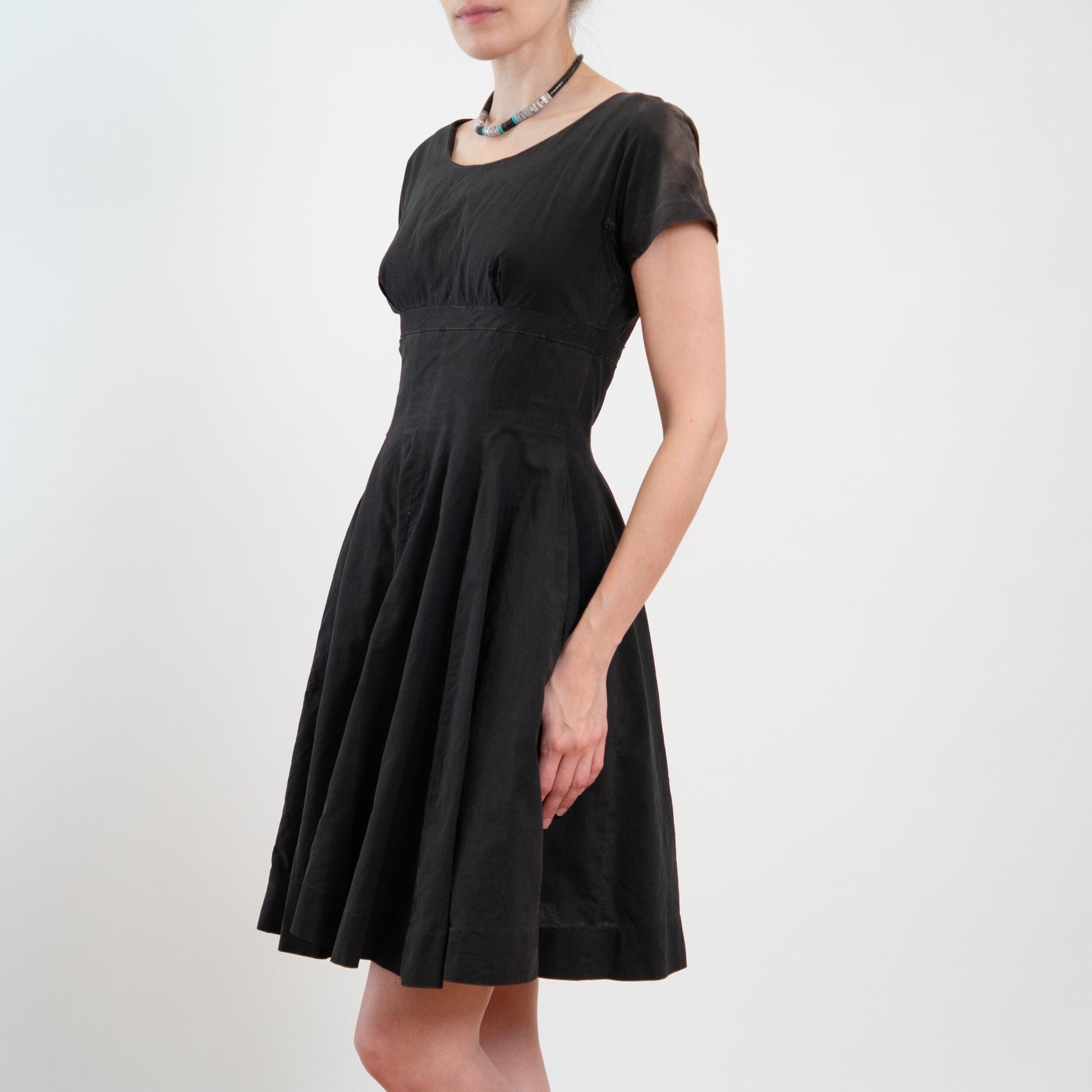 Vintage 50s Faded Black Shelf Bust Fit & Flare Dress, As Is - Extra Small