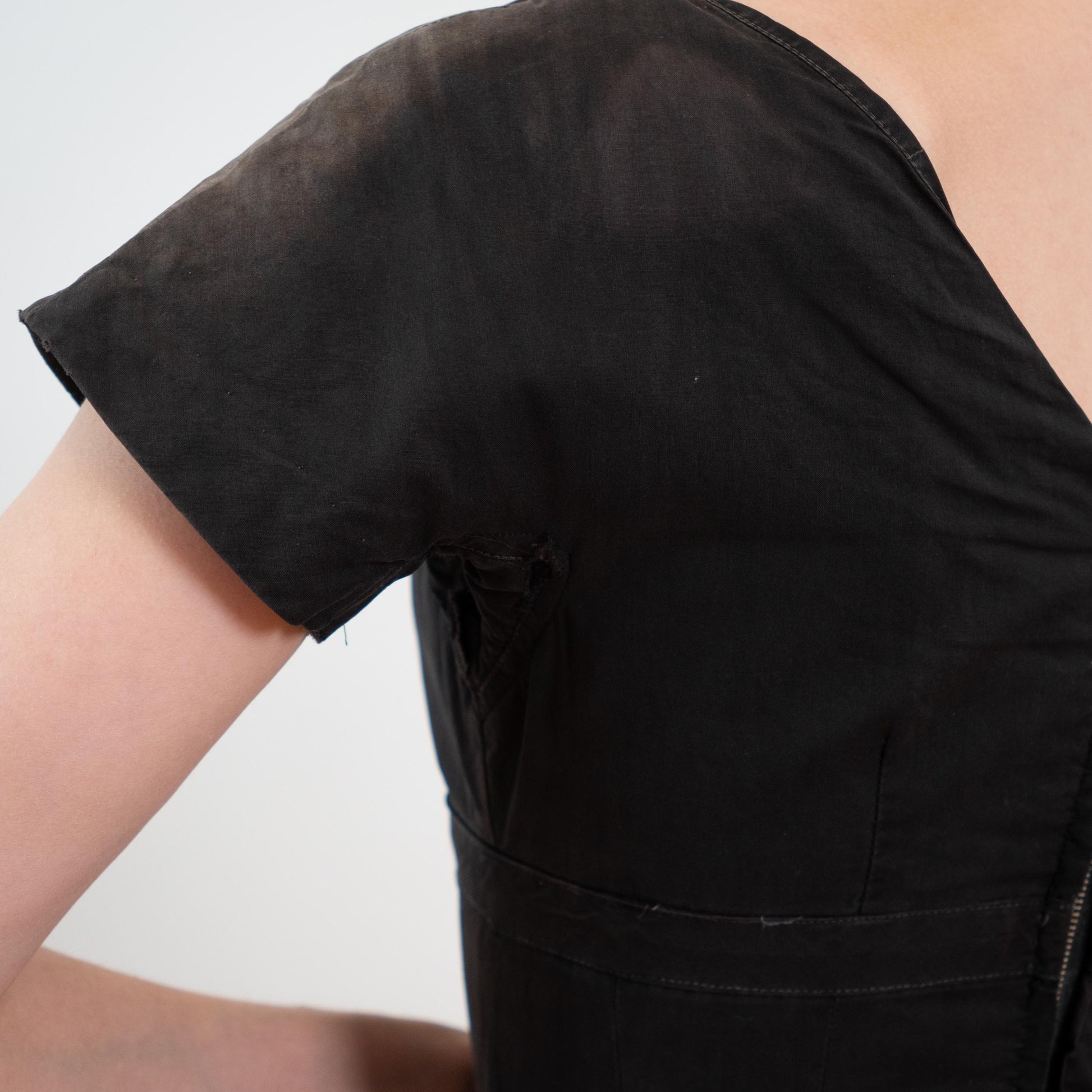 Vintage 50s Faded Black Shelf Bust Fit & Flare Dress, As Is - Extra Small