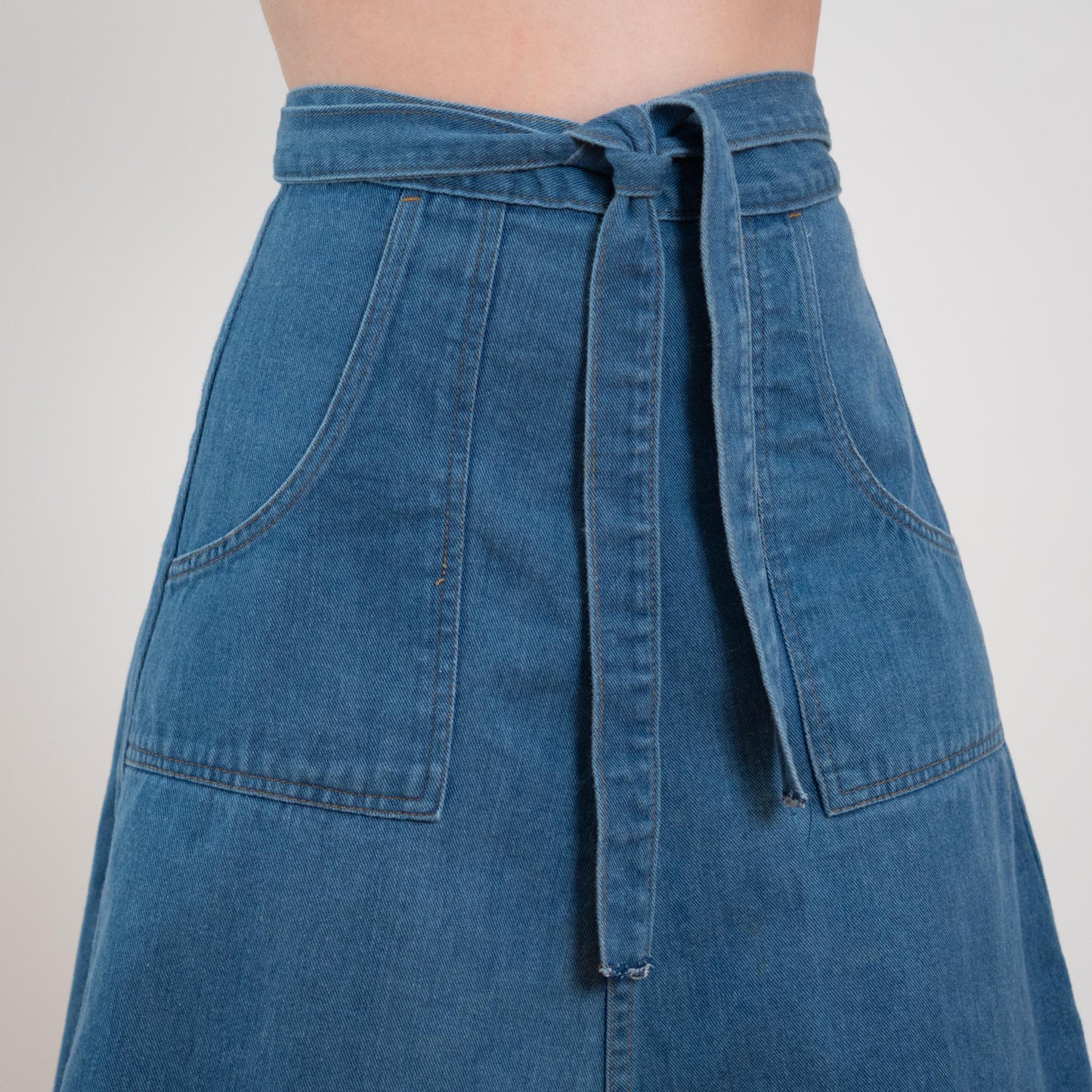 Vintage 70s Denim A-Line Wrap Skirt - XS to Small