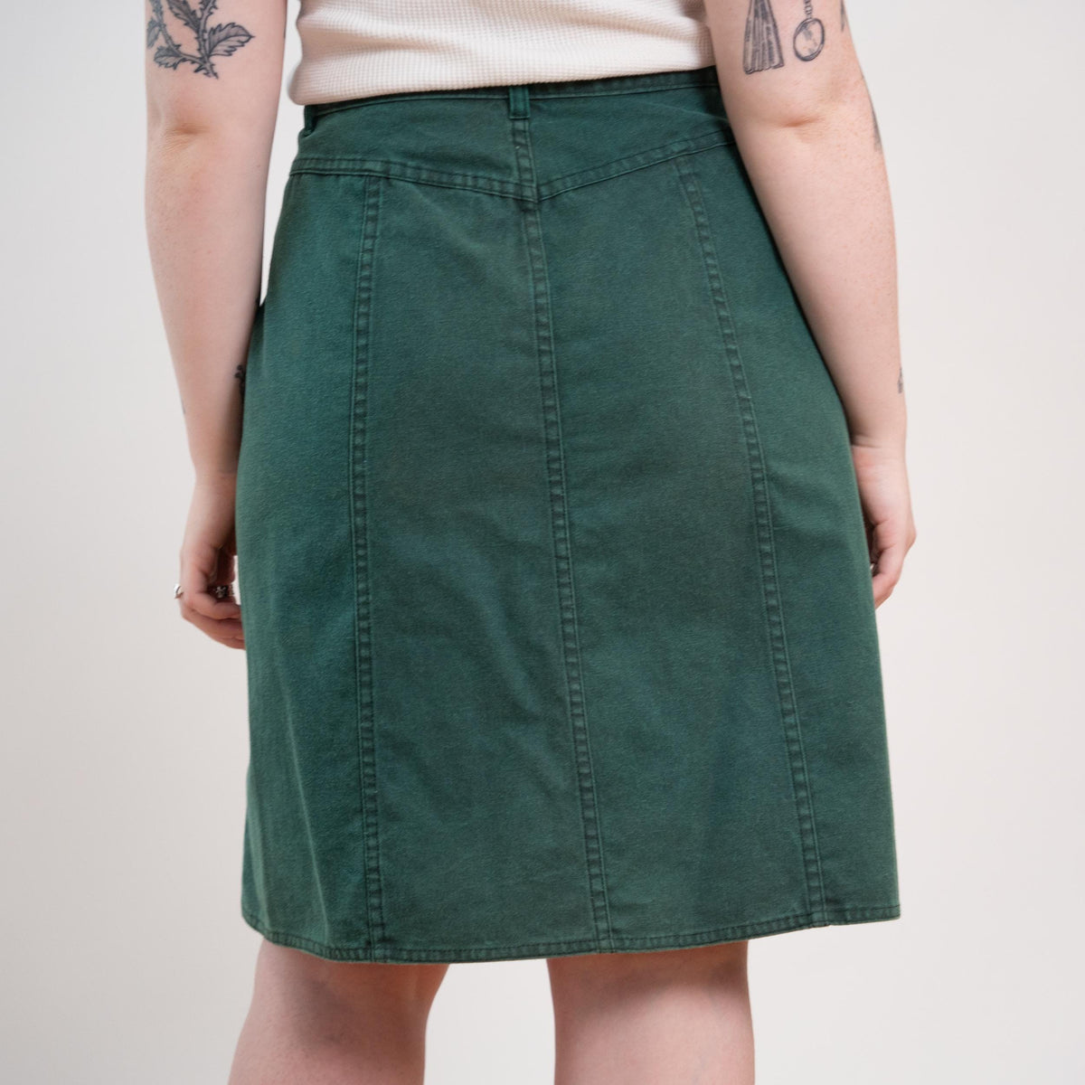 Vintage 80s Green Jean Jacket & Skirt Set - Medium to Large