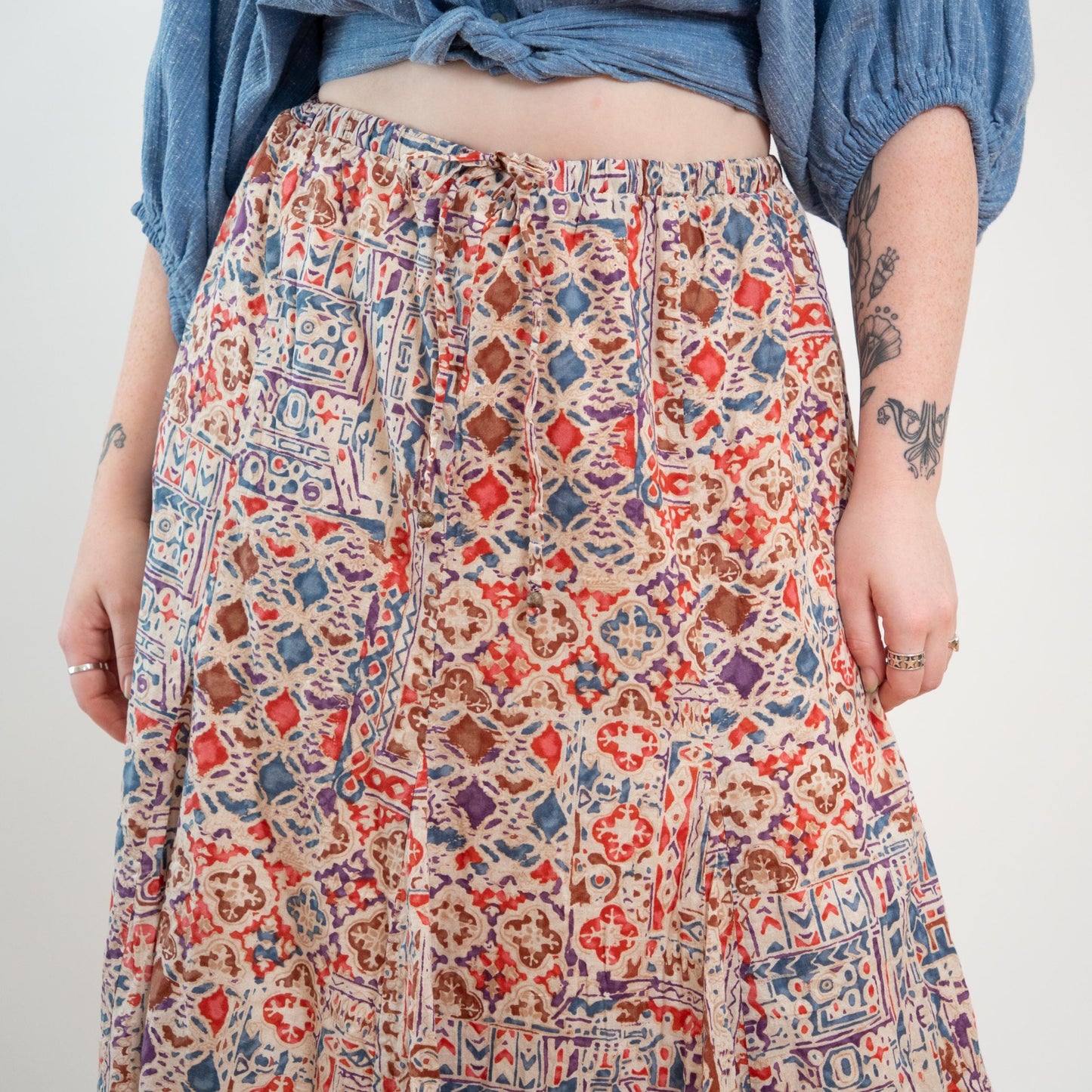 Vintage 90s Ralph Lauren Batik Broomstick Skirt - Extra Large