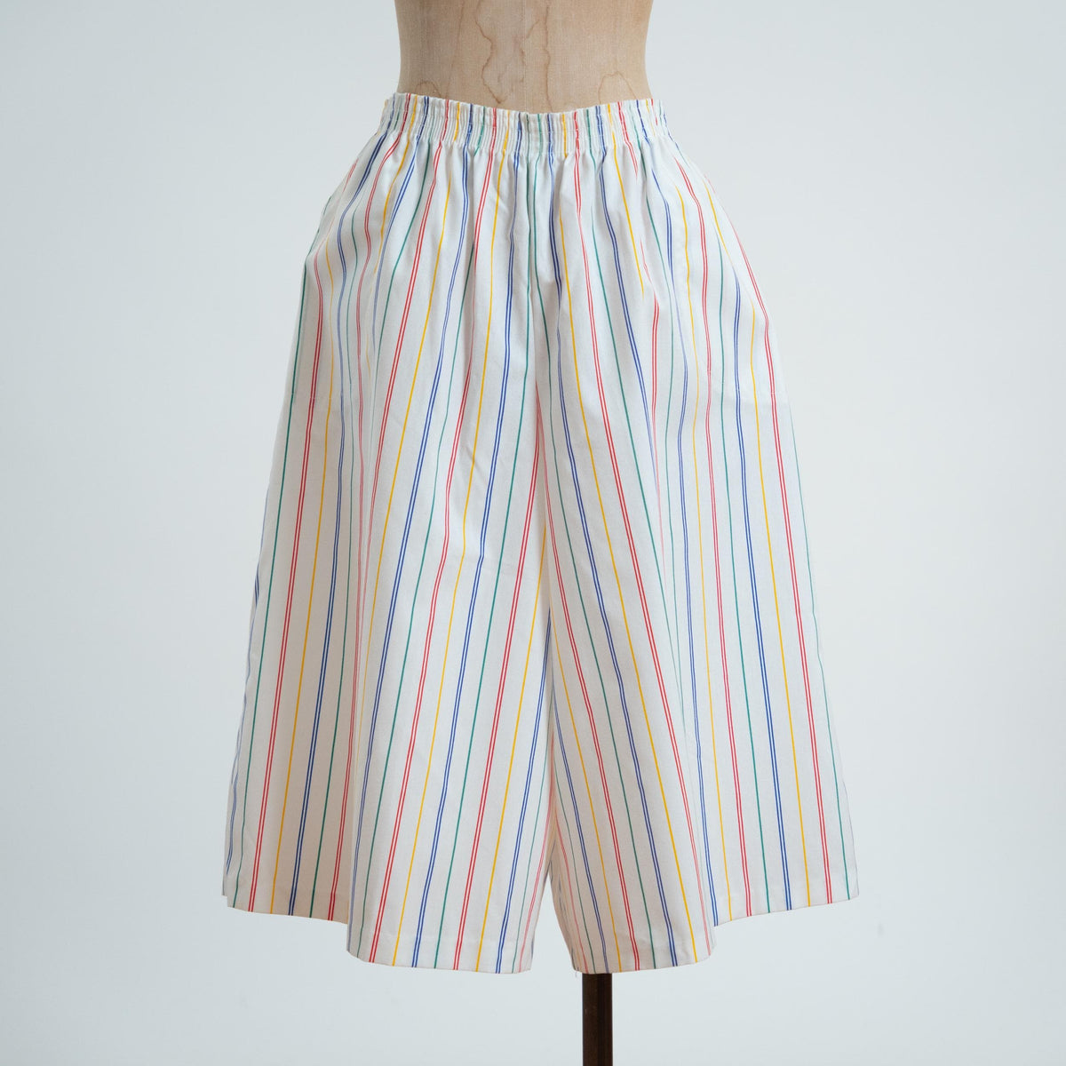 Vintage 80s Rainbow Striped Culotte Lounge Shorts - Large
