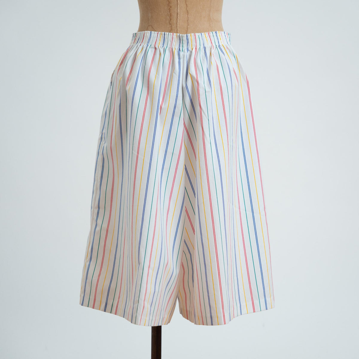 Vintage 80s Rainbow Striped Culotte Lounge Shorts - Large