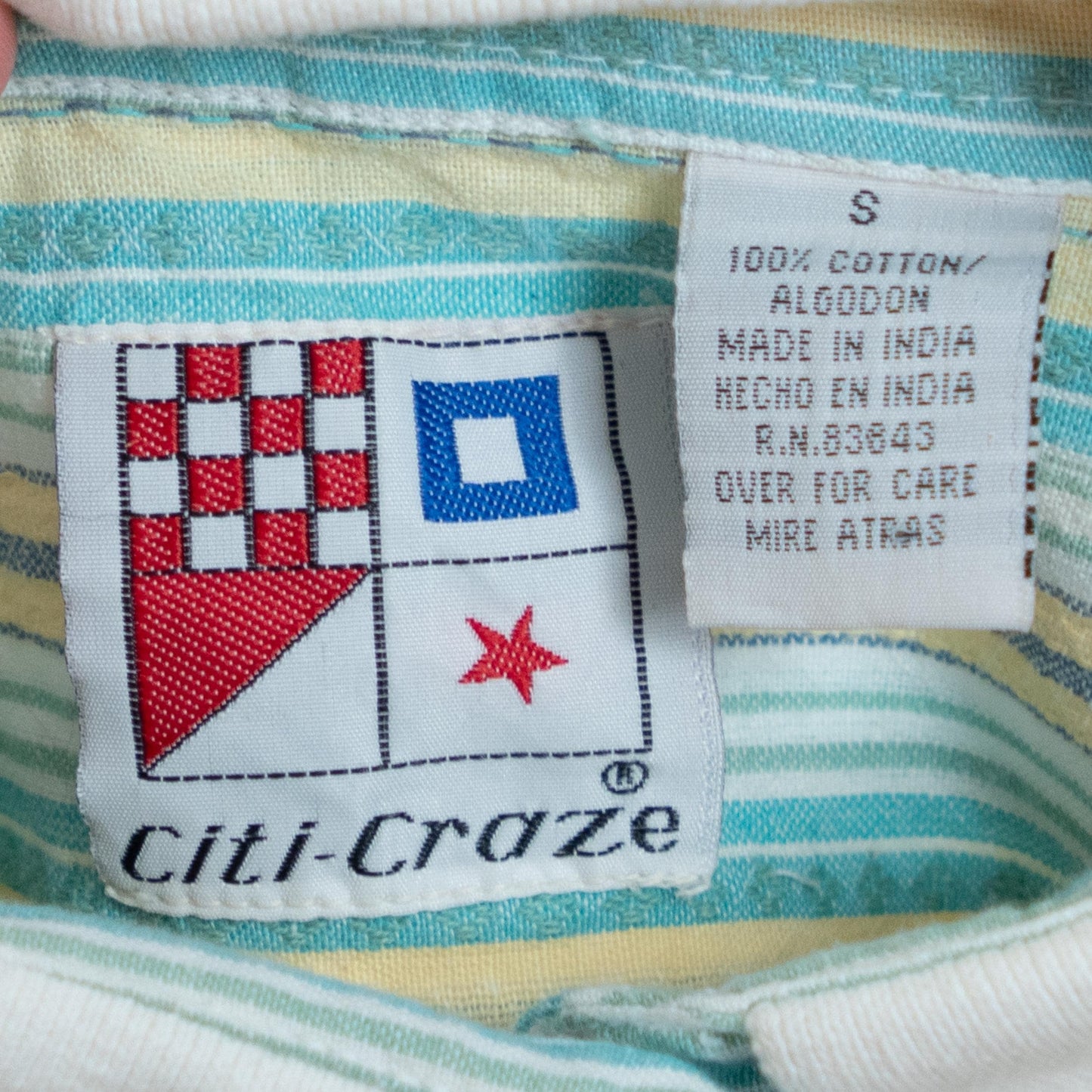 Vintage 90s Mint Candy Striped Cotton Shirt - Small