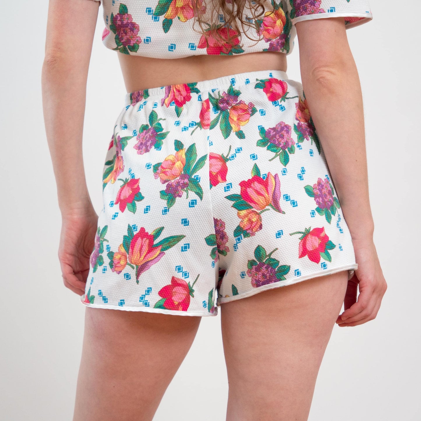 Vintage 90s Victoria's Secret Floral Waffle Knit Pajama Set - Medium