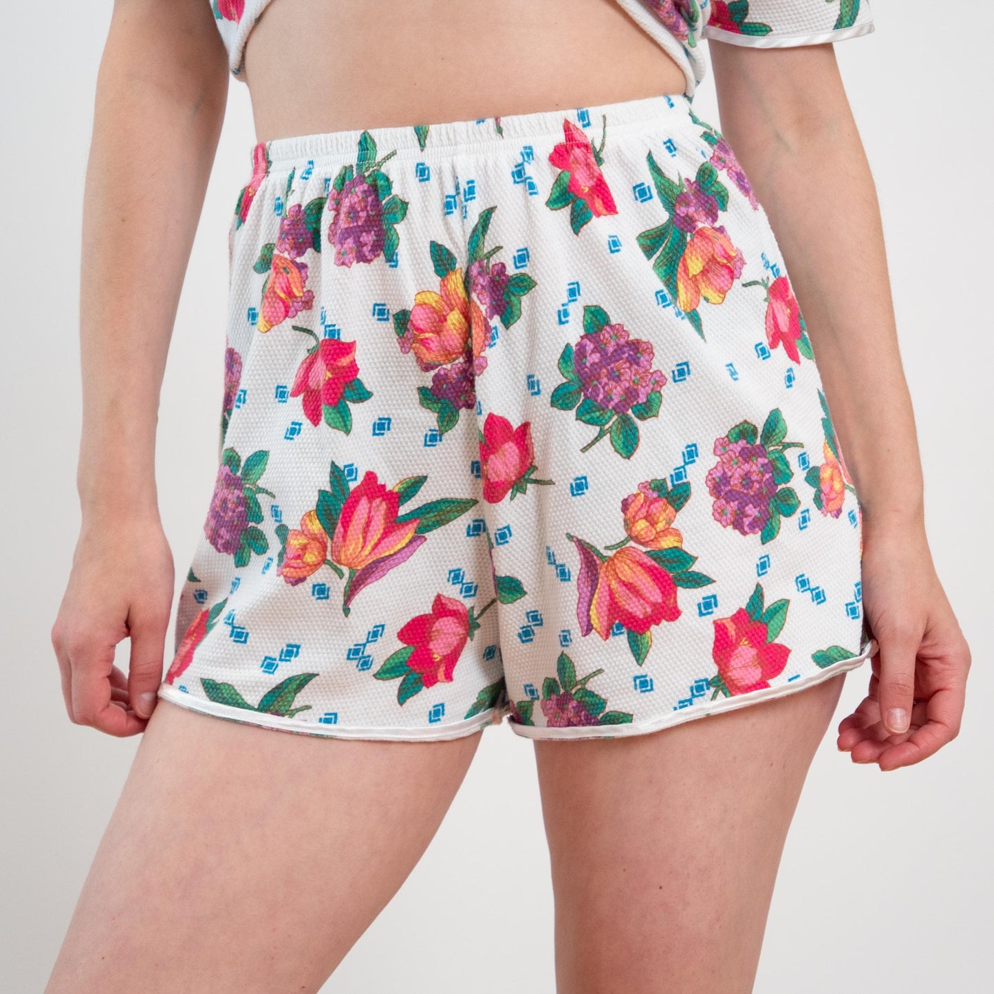 Vintage 90s Victoria's Secret Floral Waffle Knit Pajama Set - Medium
