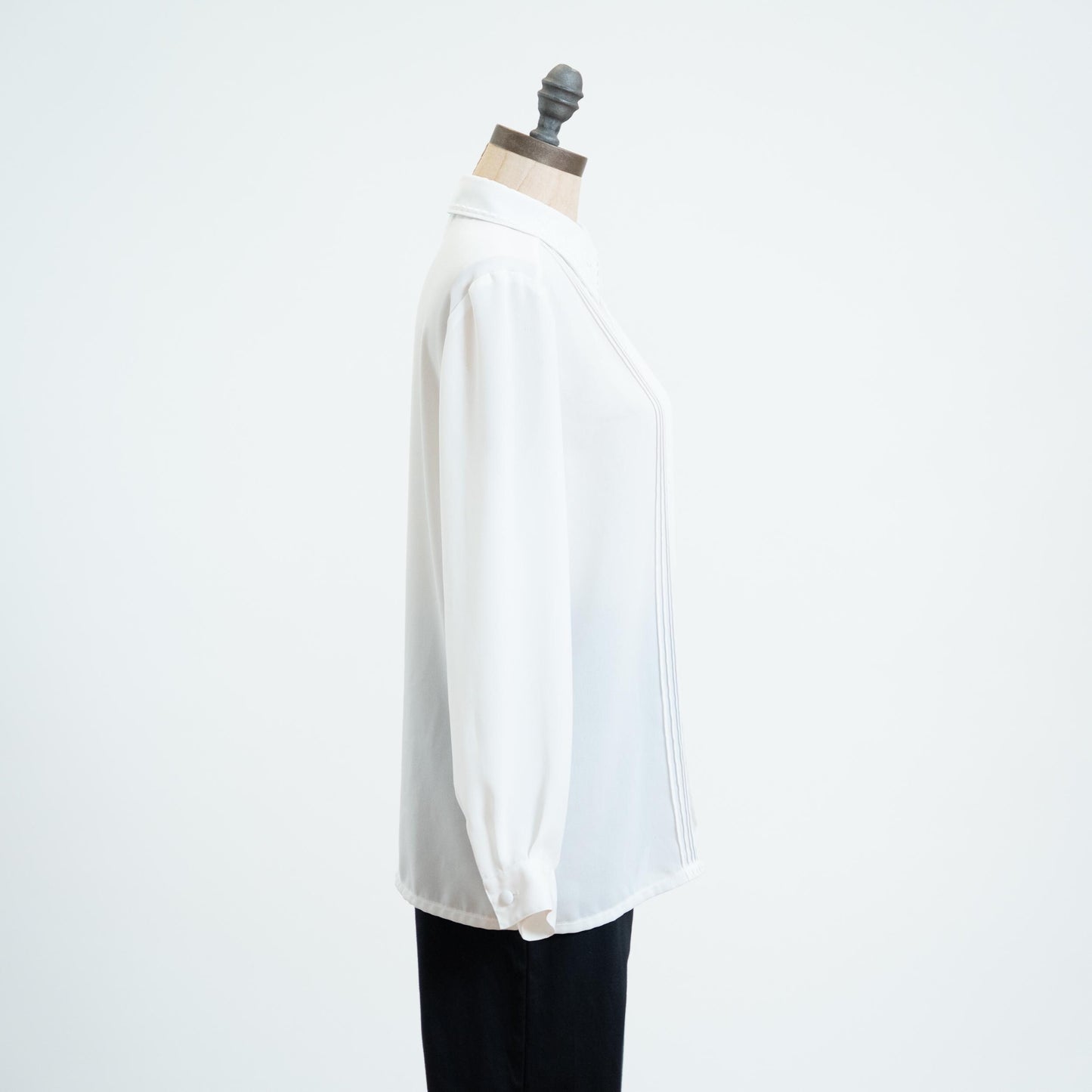 Vintage 80s White Knife Pleated Blouse - Medium