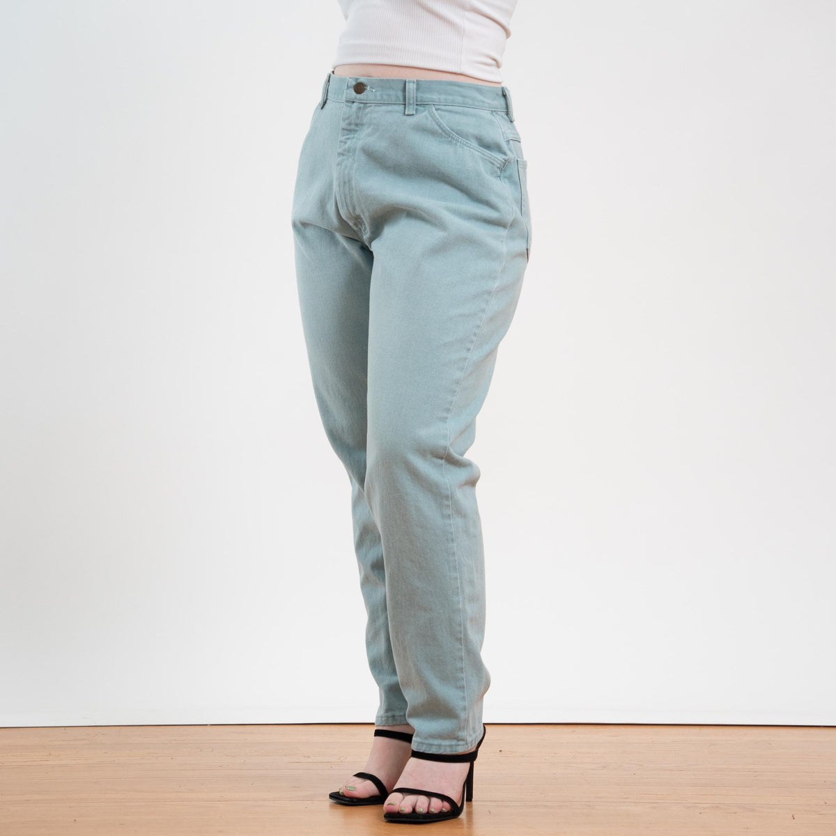 Vintage 90s Wrangler Mint Green Curvy Fit Jeans - Large, 31" Waist | Denim High Waisted Mom Jeans