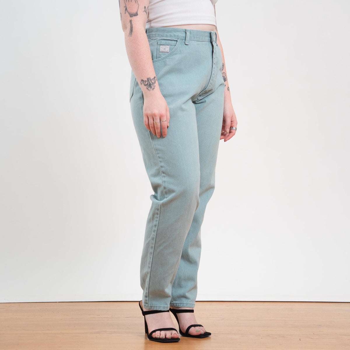 Vintage 90s Wrangler Mint Green Curvy Fit Jeans - Large, 31" Waist | Denim High Waisted Mom Jeans