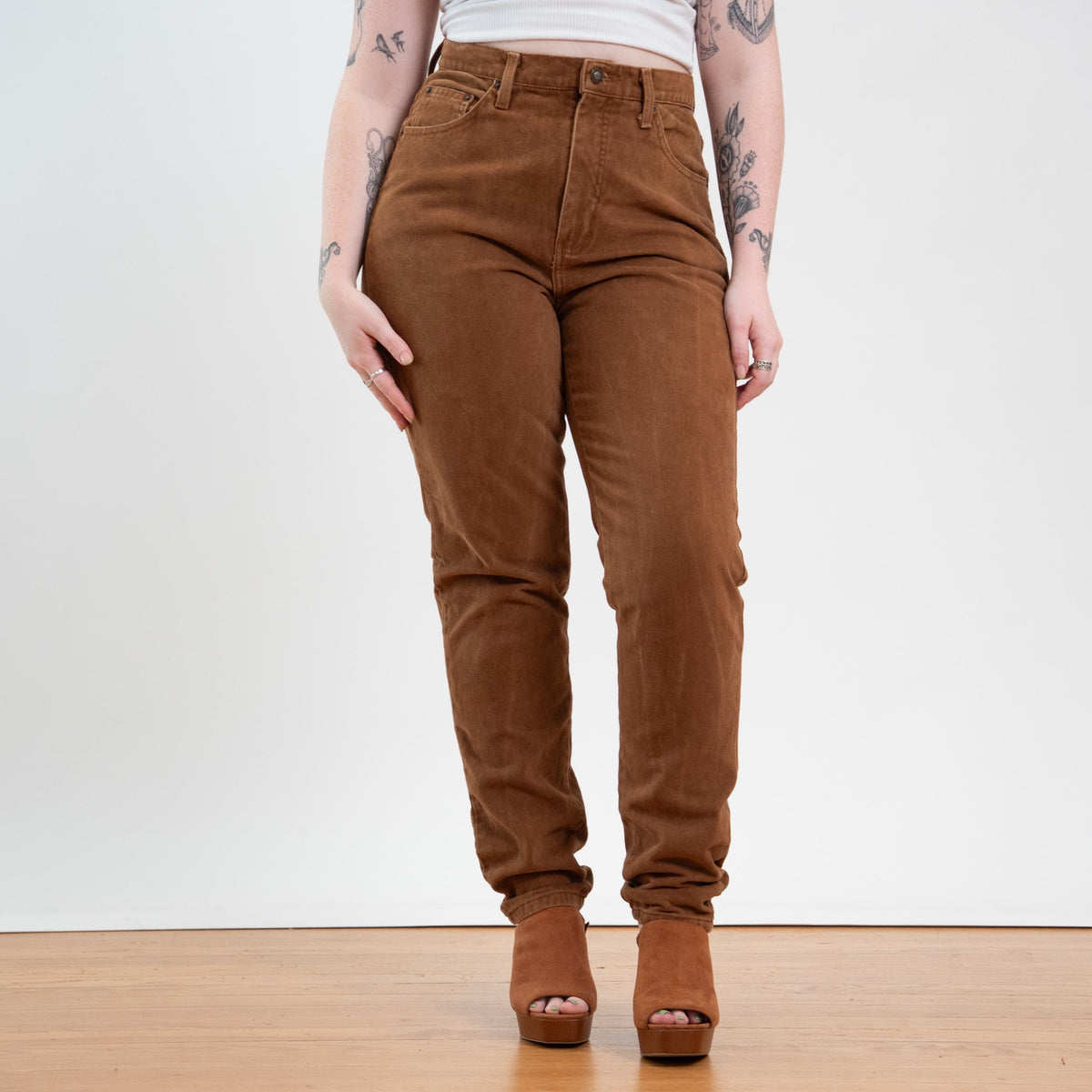 Vintage 90s Soft Cinnamon Brown Jeans - Large, 32" Waist | High Waisted Denim Mom Jeans