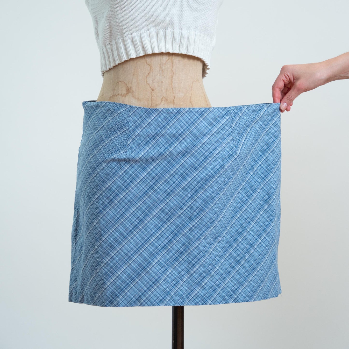 Vintage Y2K Preppy Blue Plaid Mini Skirt - Extra Large