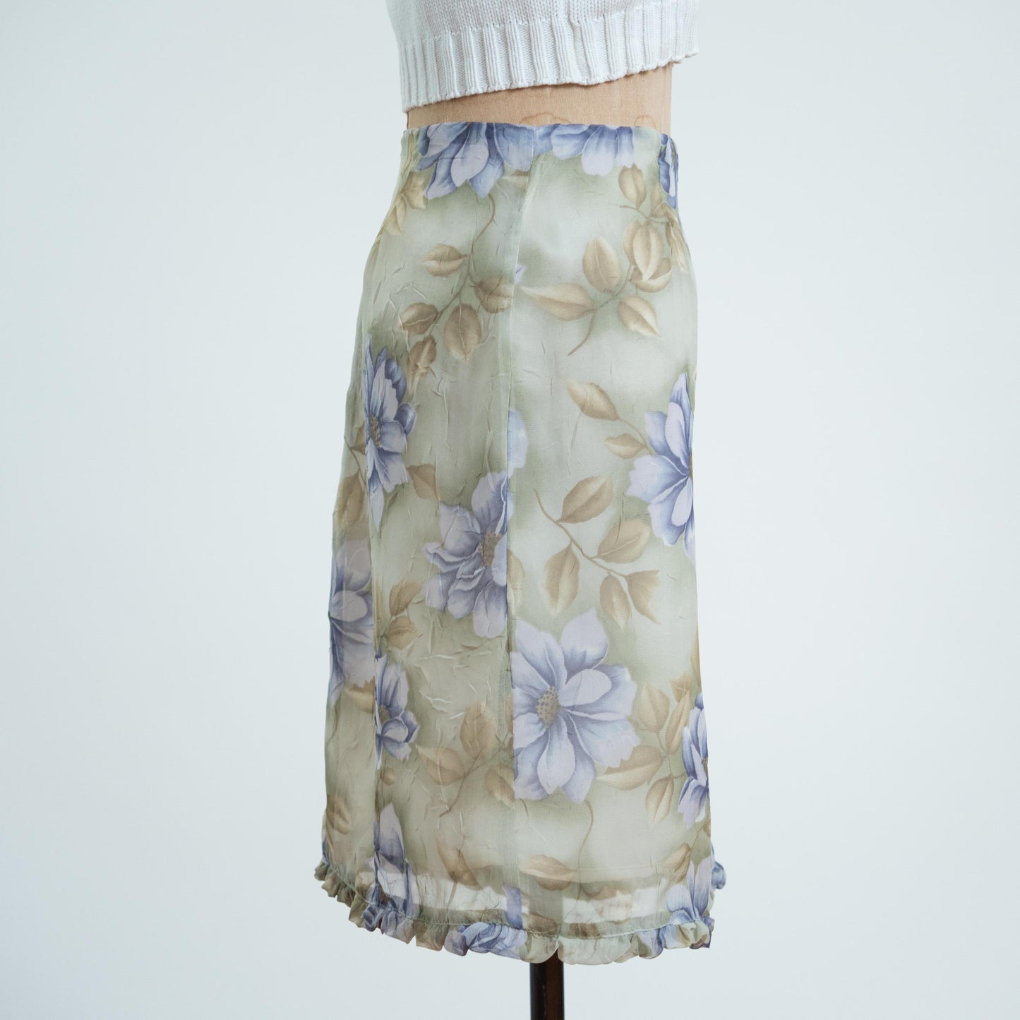 Vintage 90s Magnolia Floral Print Ruffle Hem Skirt - Medium