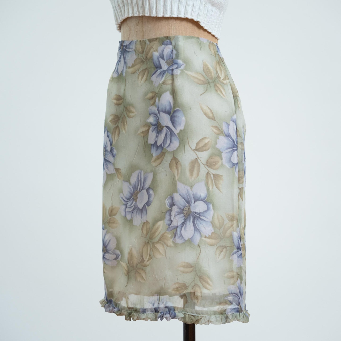 Vintage 90s Magnolia Floral Print Ruffle Hem Skirt - Medium
