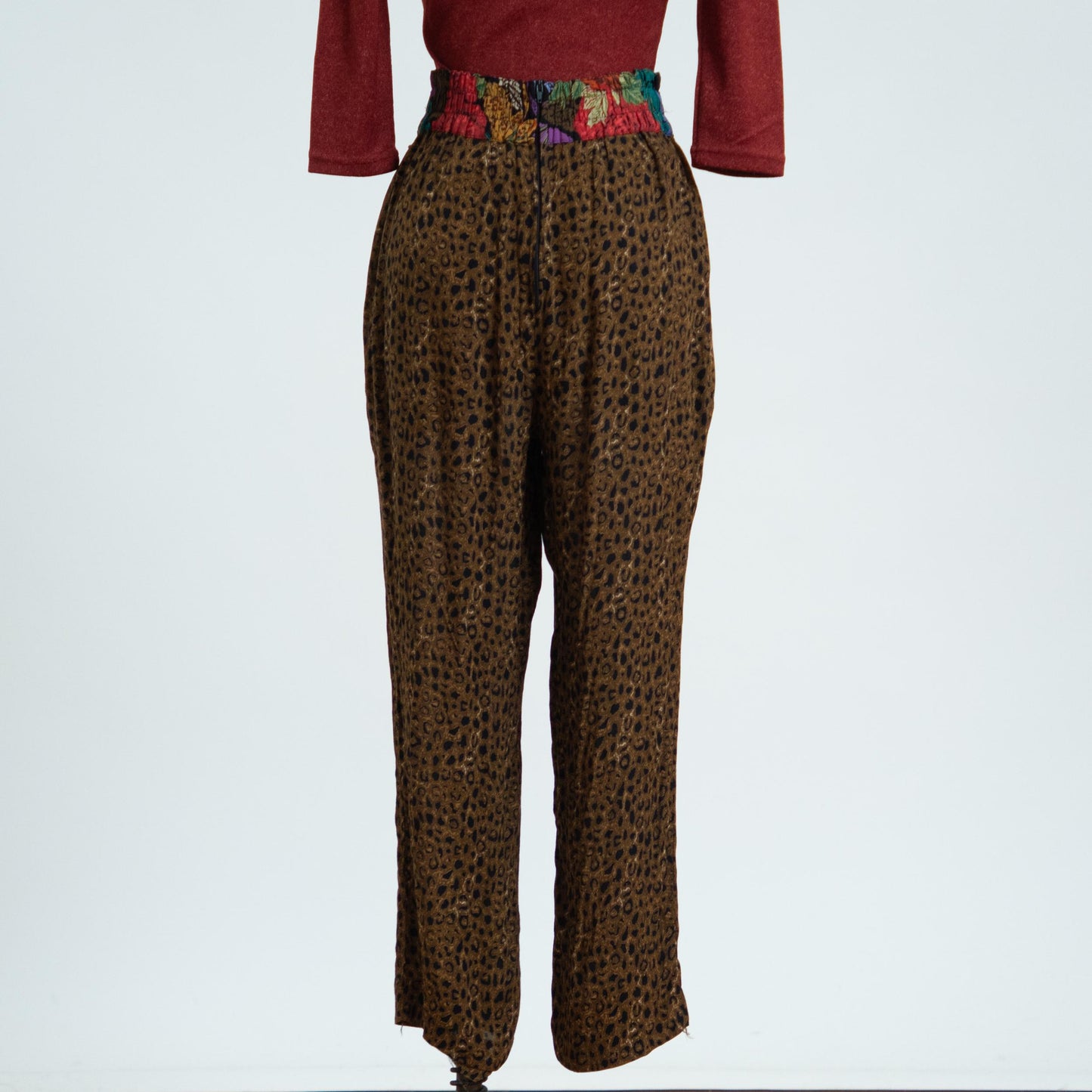 Vintage 80s Leopard Print Beaded Lounge Pants - Small