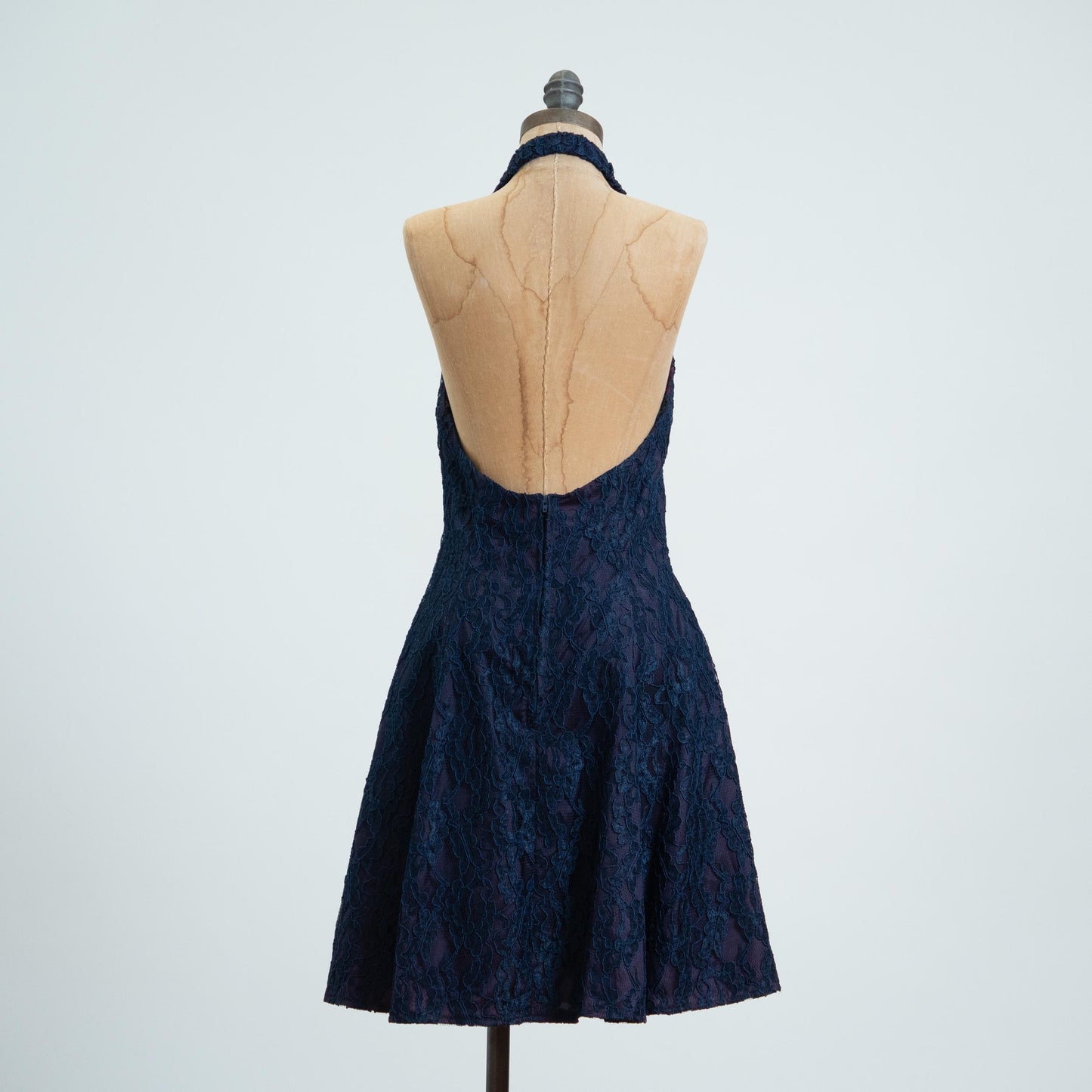 Vintage 90s Navy Blue Lace Mini Party Dress - Medium