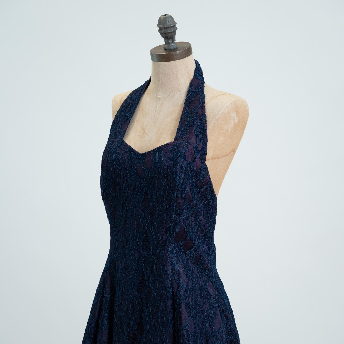 Vintage 90s Navy Blue Lace Mini Party Dress - Medium
