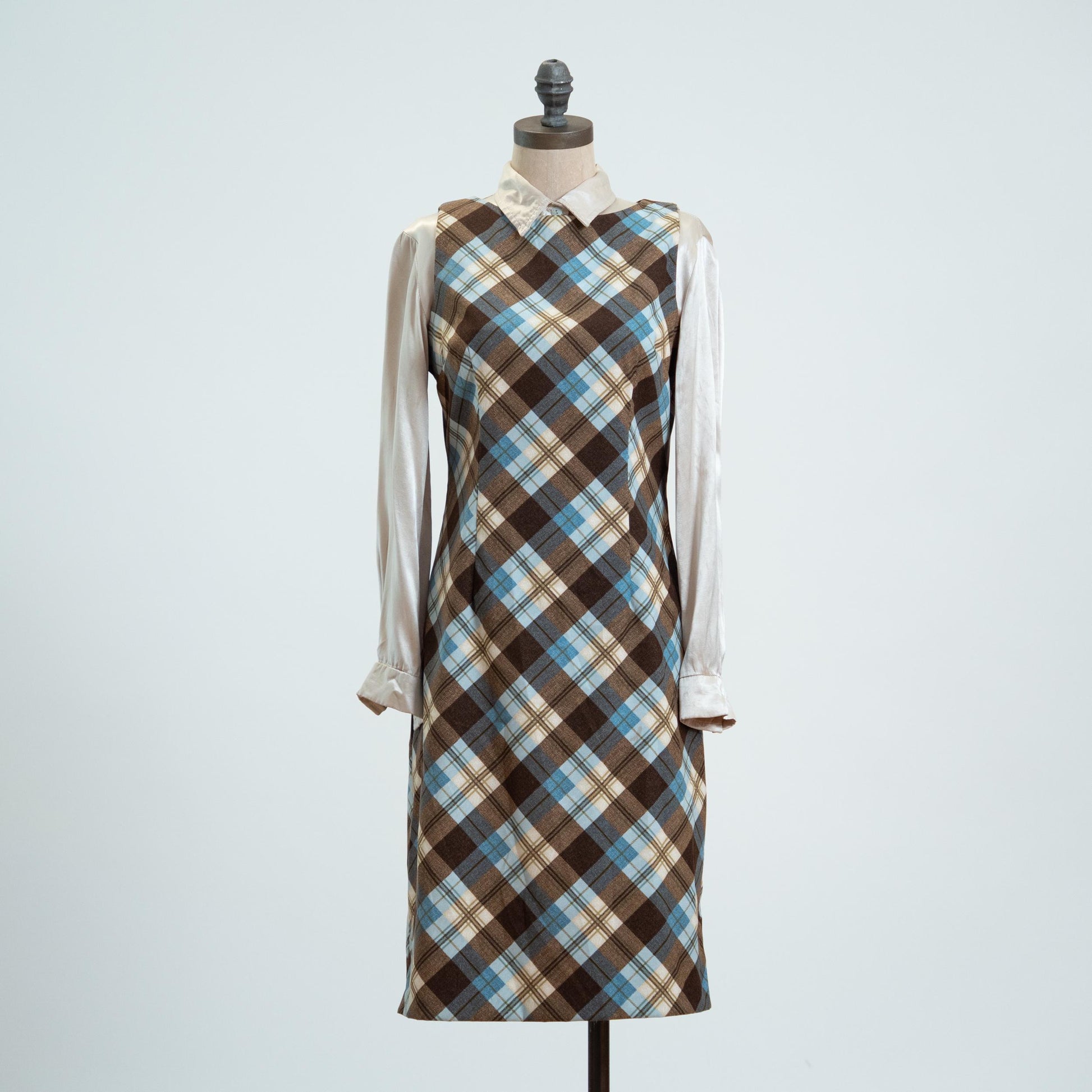 Vintage Y2K Does 60s Plaid Schoolgirl Shift Dress - Medium