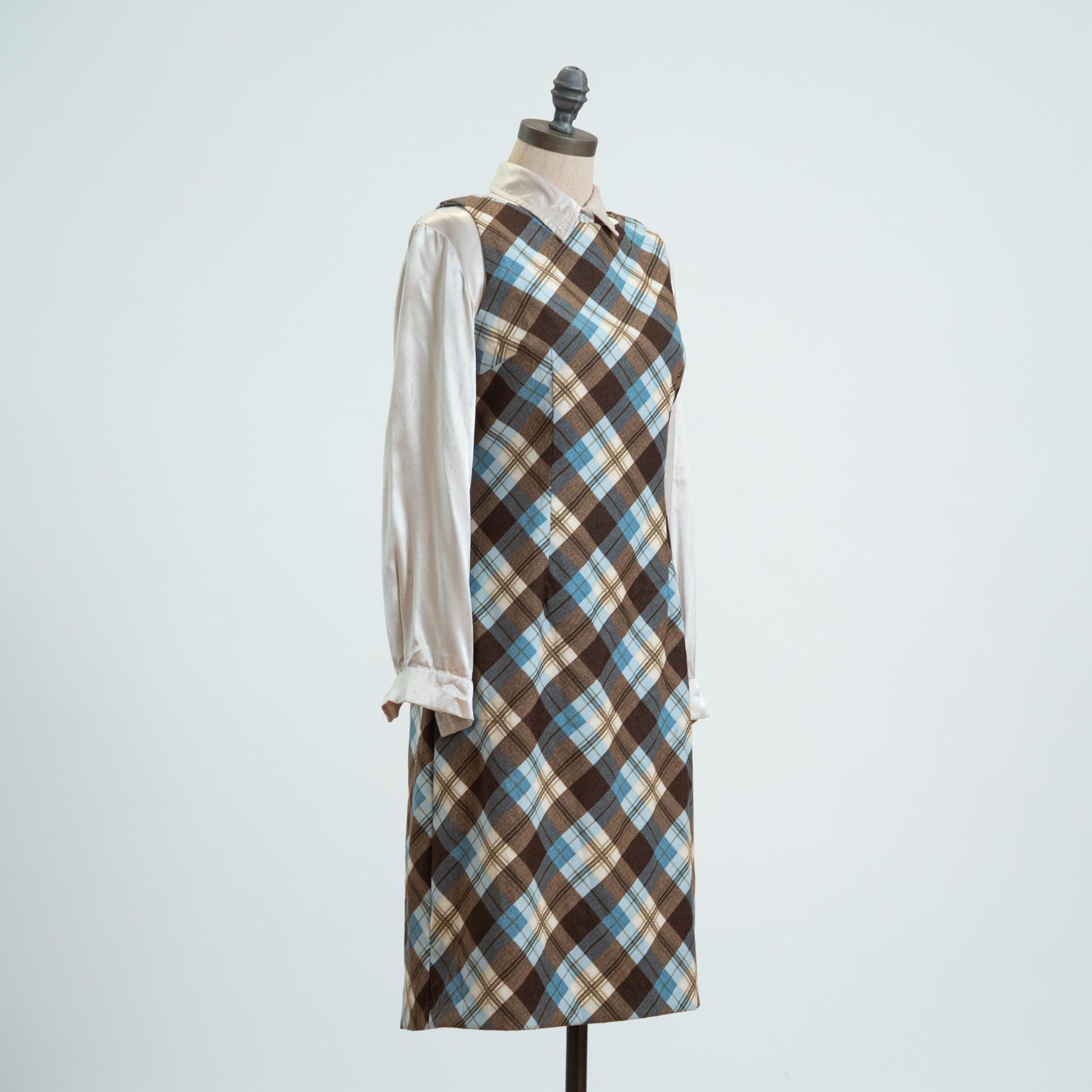 Vintage Y2K Does 60s Plaid Schoolgirl Shift Dress - Medium