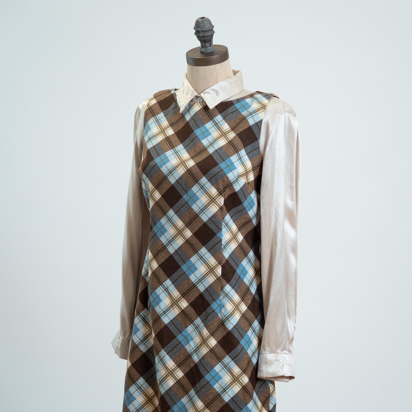 Vintage Y2K Does 60s Plaid Schoolgirl Shift Dress - Medium