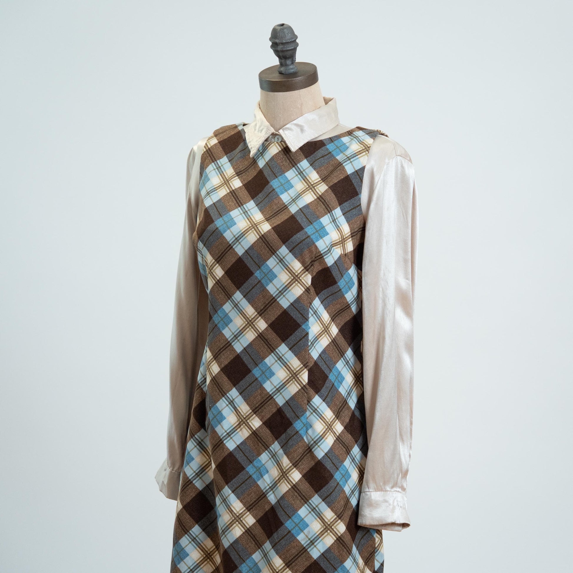Vintage Y2K Does 60s Plaid Schoolgirl Shift Dress - Medium