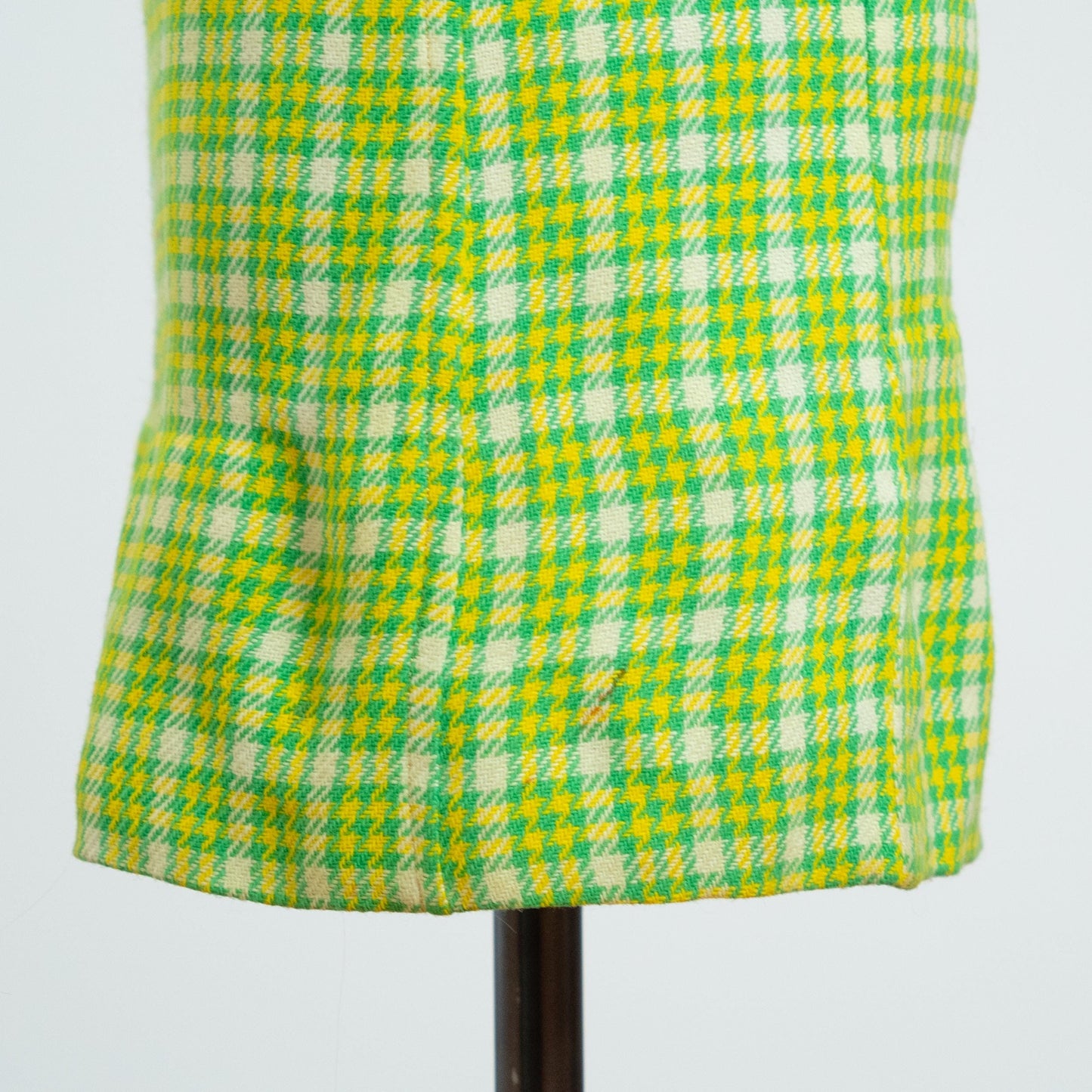 Vintage 60s Lime Green Plaid Pinafore, As Is - XXS